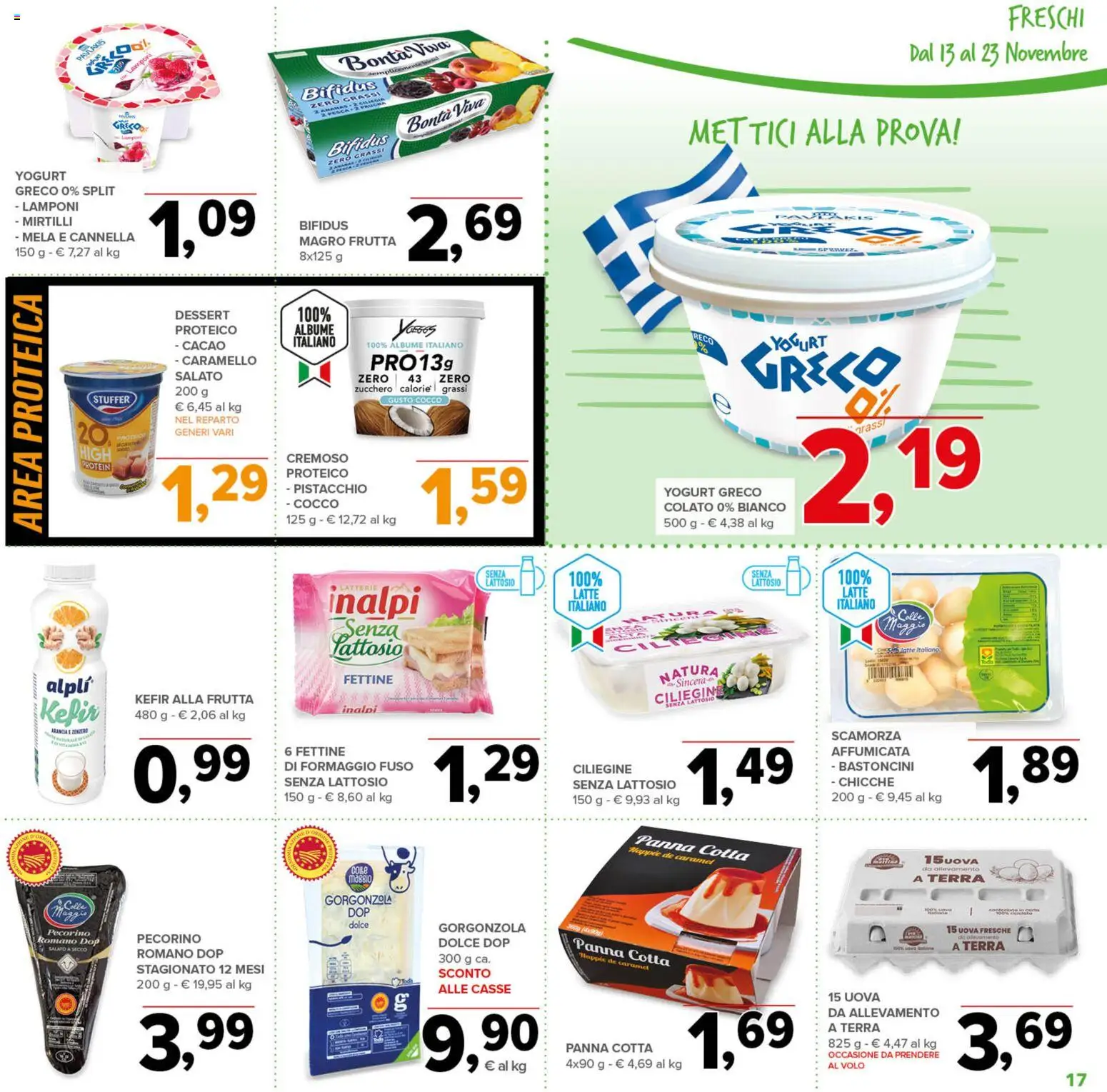 Volantino Todis del 13.11.2025 | Pagina: 17 | Prodotti: Yogurt greco, Yogurt, Lamponi, Zucchero