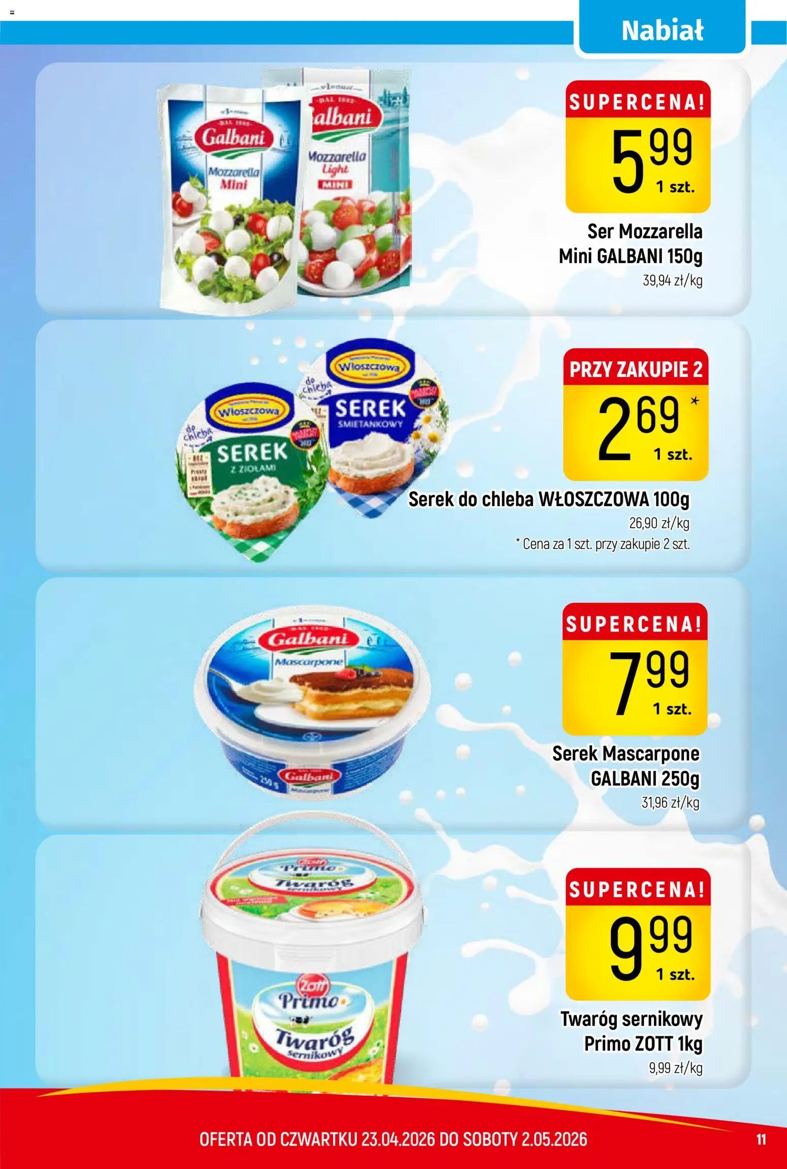 Piotruś Pan gazetka od 23.04.2026 | Strona: 11 | Produkty: Serek, Mascarpone, Ser, Twaróg