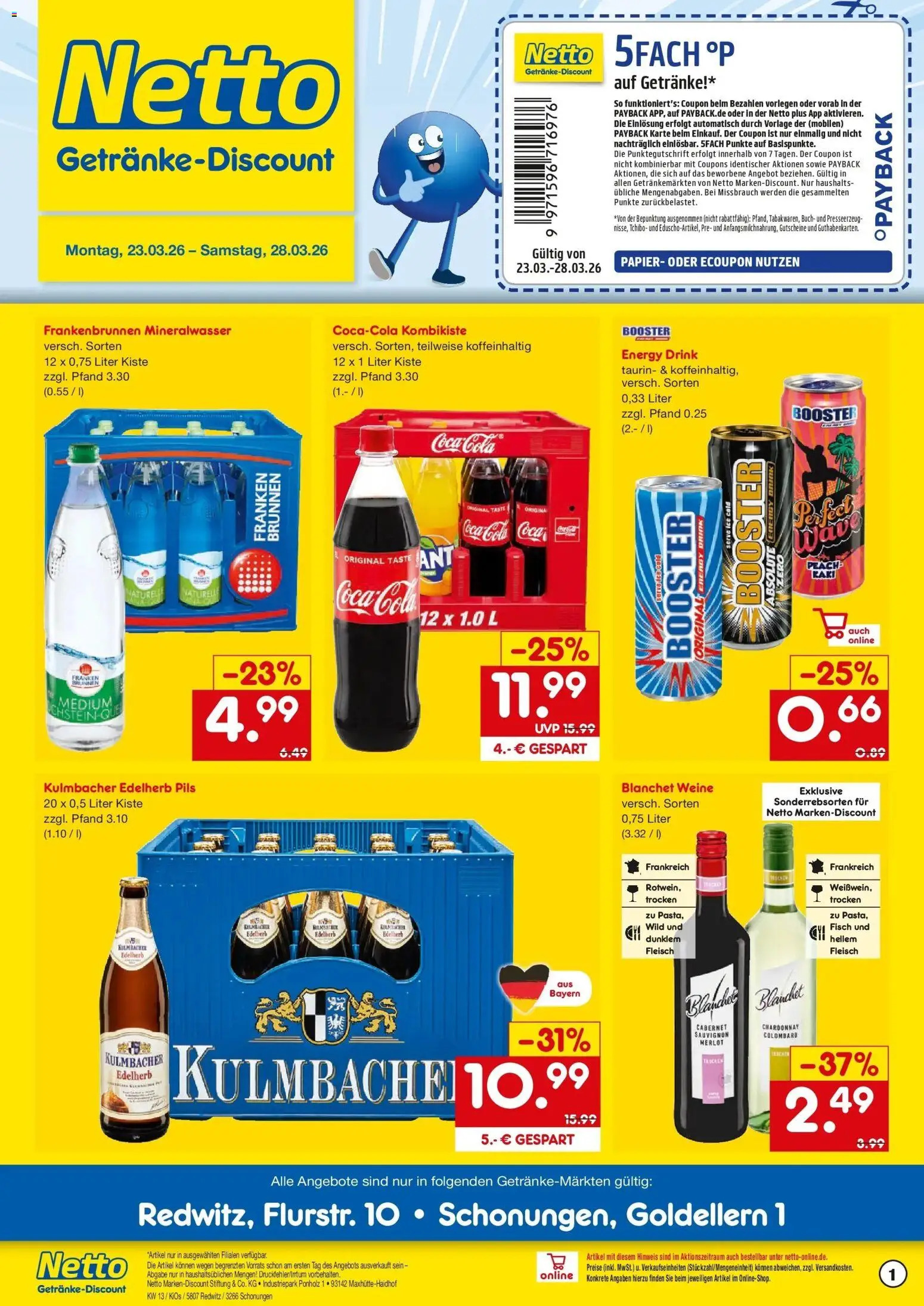 Netto Marken-Discount Prospekt Redwitz	 – gültig ab 23.03.2026 | Seite: 1 | Produkte: Cola, Energy, Merlot, Pils