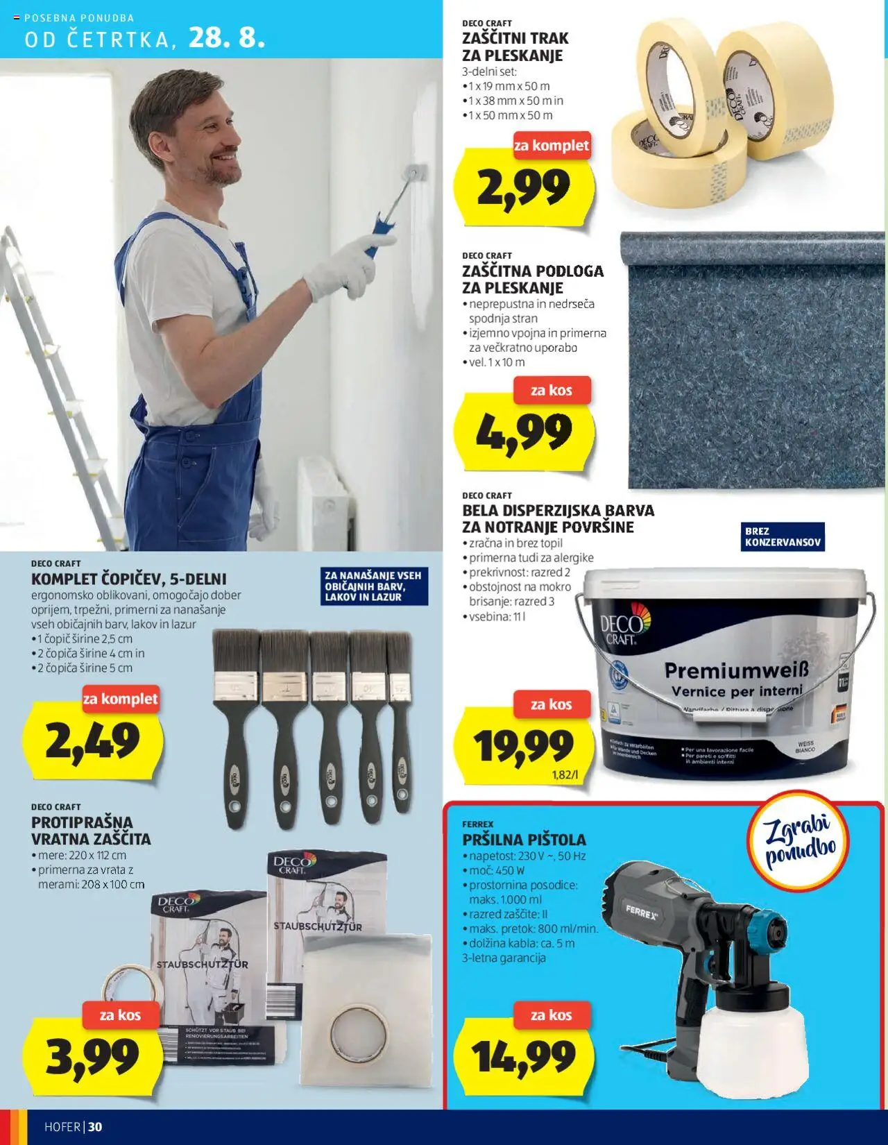 Hofer katalog │ velja od 21.08.2025 | Stran: 30 | Izdelki: Kos, Copic, Barva, Vrata