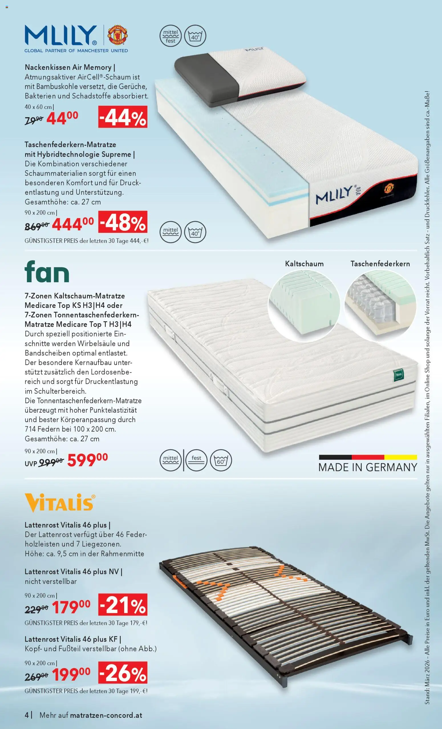 Matratzen Concord Flugblatt gültig ab 25.03.2026 | Seite: 4 | Produkte: Matratze, Lattenrost