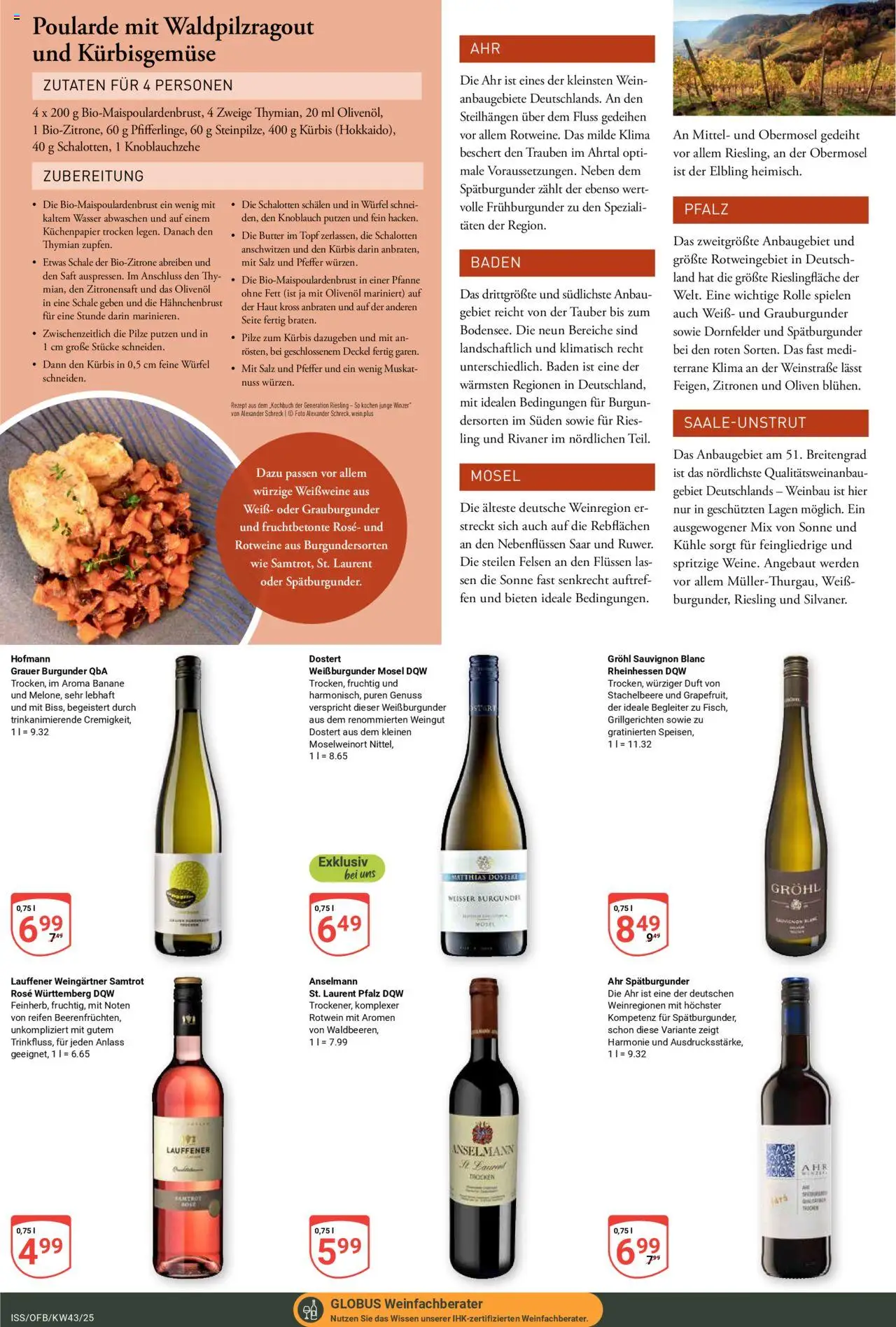 Globus Prospekt 	 – gültig ab 20.10.2025 | Seite: 19 | Produkte: Trauben, Duft, Wein, Hahnchenbrust