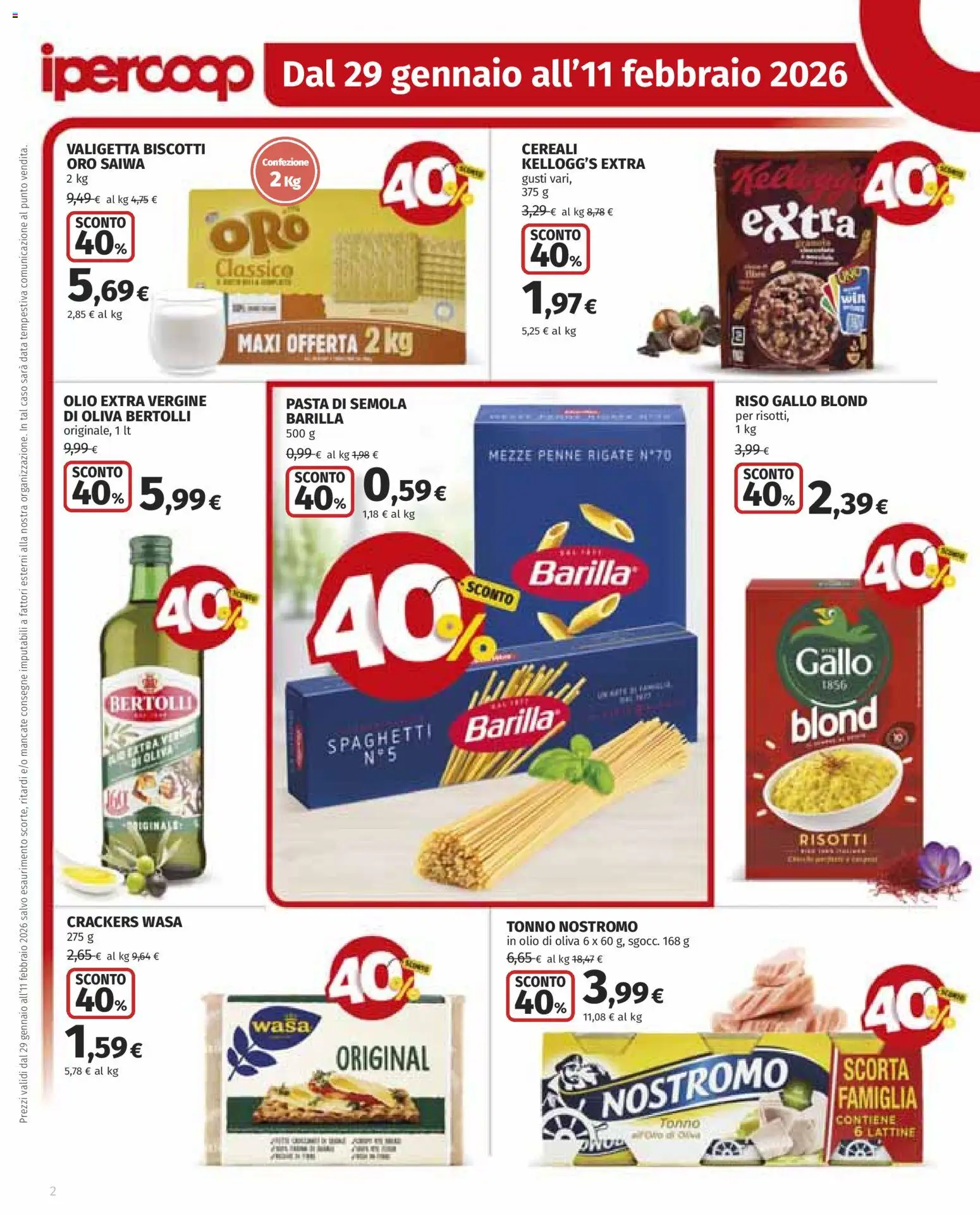 Volantino Ipercoop del 29.01.2026 | Pagina: 2 | Prodotti: Cereali, Olio, Crackers, Data
