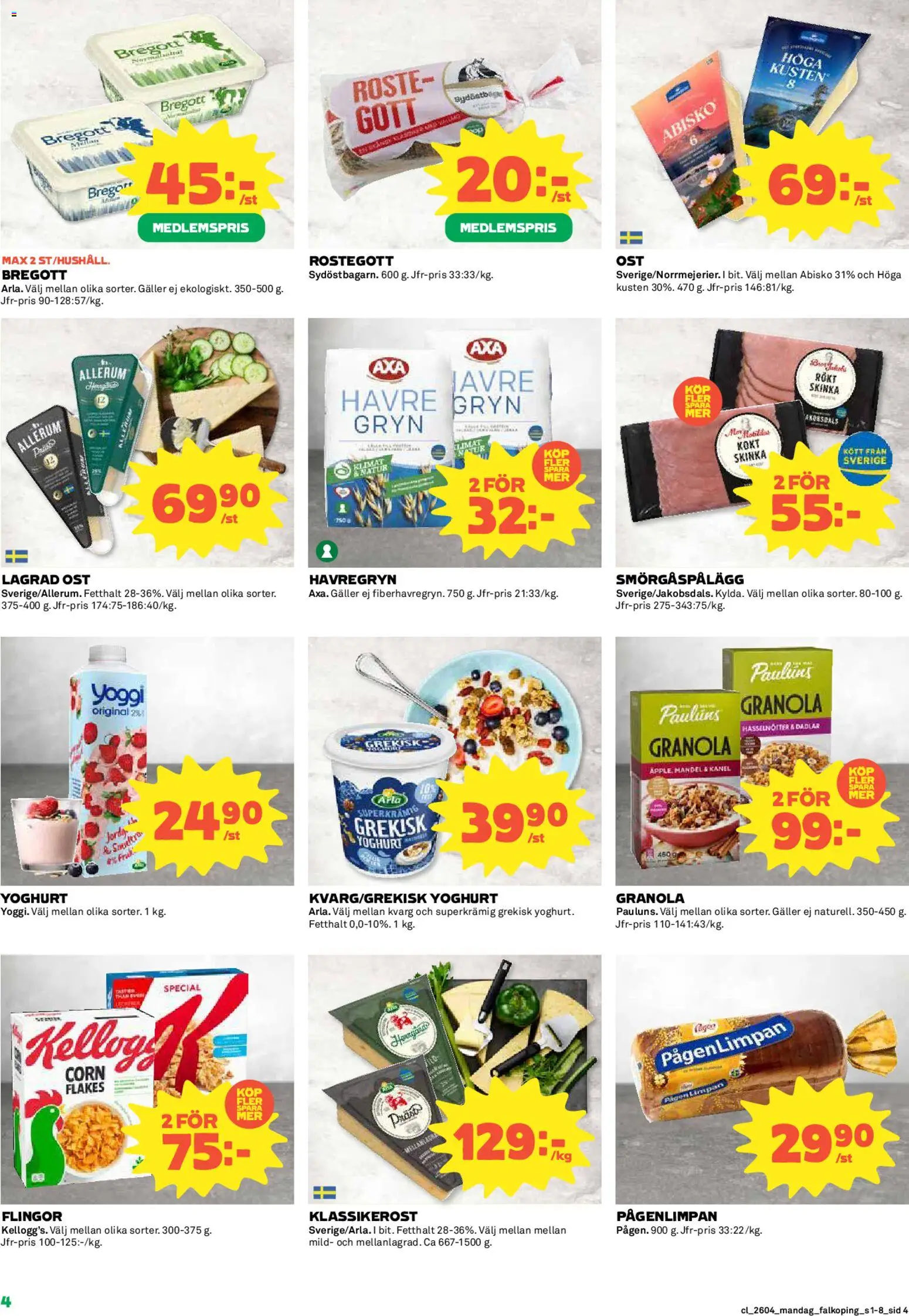 Coop reklamblad aktuell från 19.01.2026 | Sida: 4 | Produkter: Galler, Kanel, Ost, Skinka