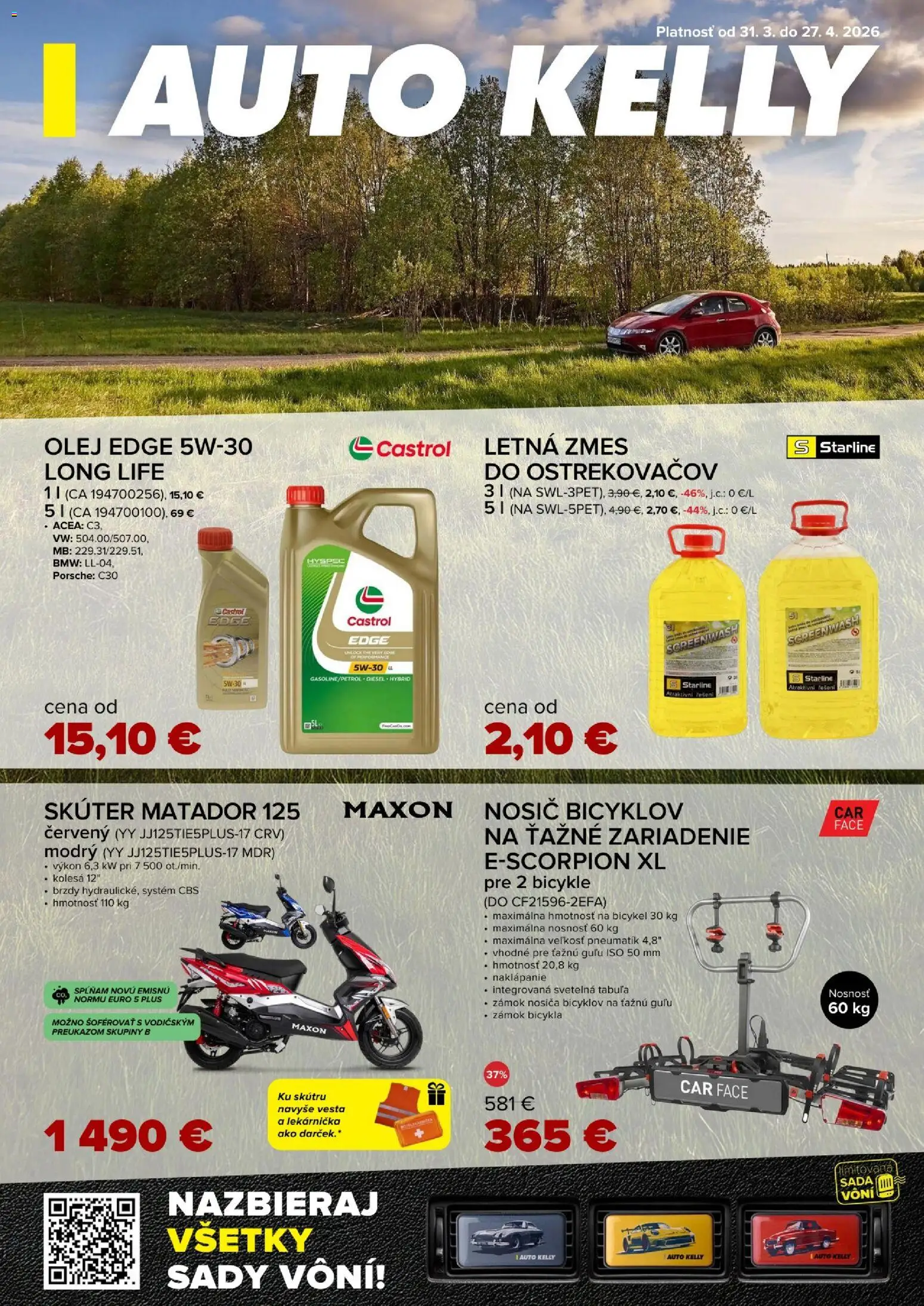 Nové Auto Kelly akcie – leták je platný od 31.03.2026 | Strana: 1 | Produkty: Olej, Vesta