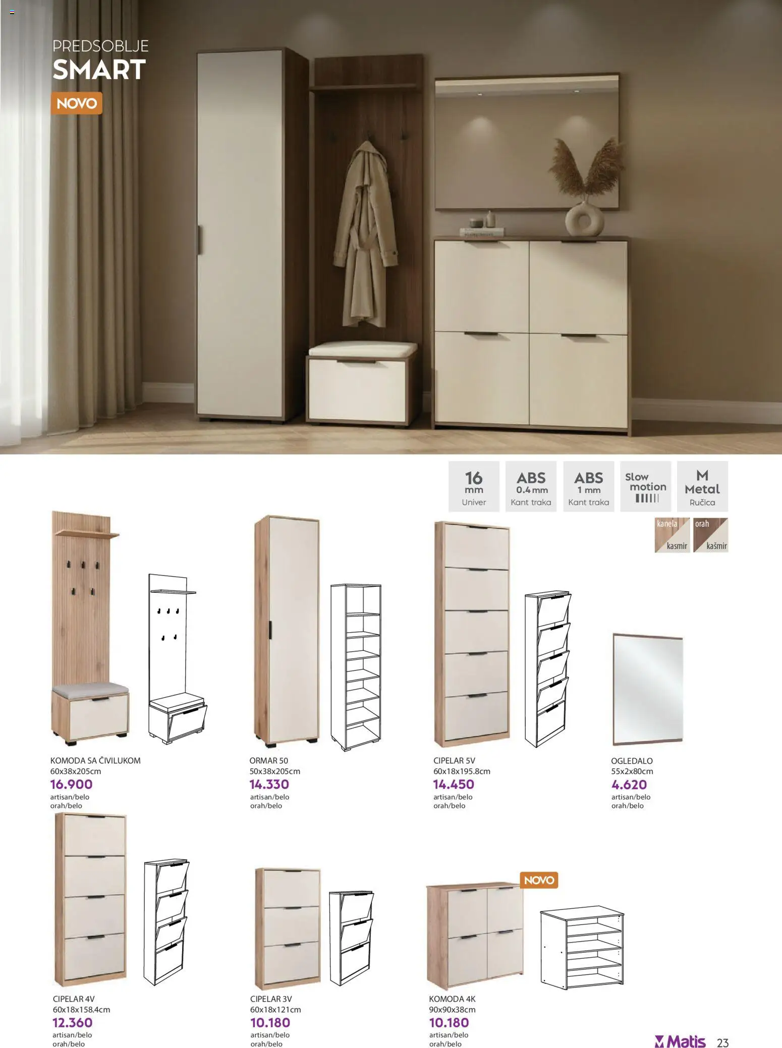 Matis katalog - važi od 01.04.2026 | Strana: 21 | Proizvode: Ormar, Ogledalo, Orah, Cipelar