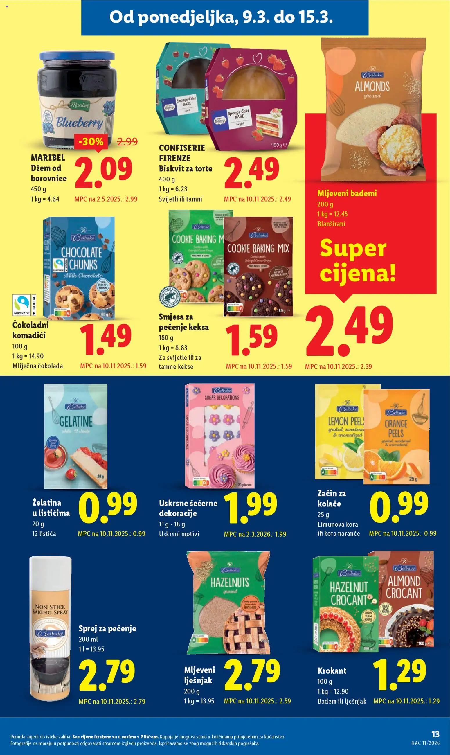 Lidl katalog | vrijedi od 09.03.2026 | Stranica: 13 | Proizvodi: Čokolada, Naranče, Džem, Badem