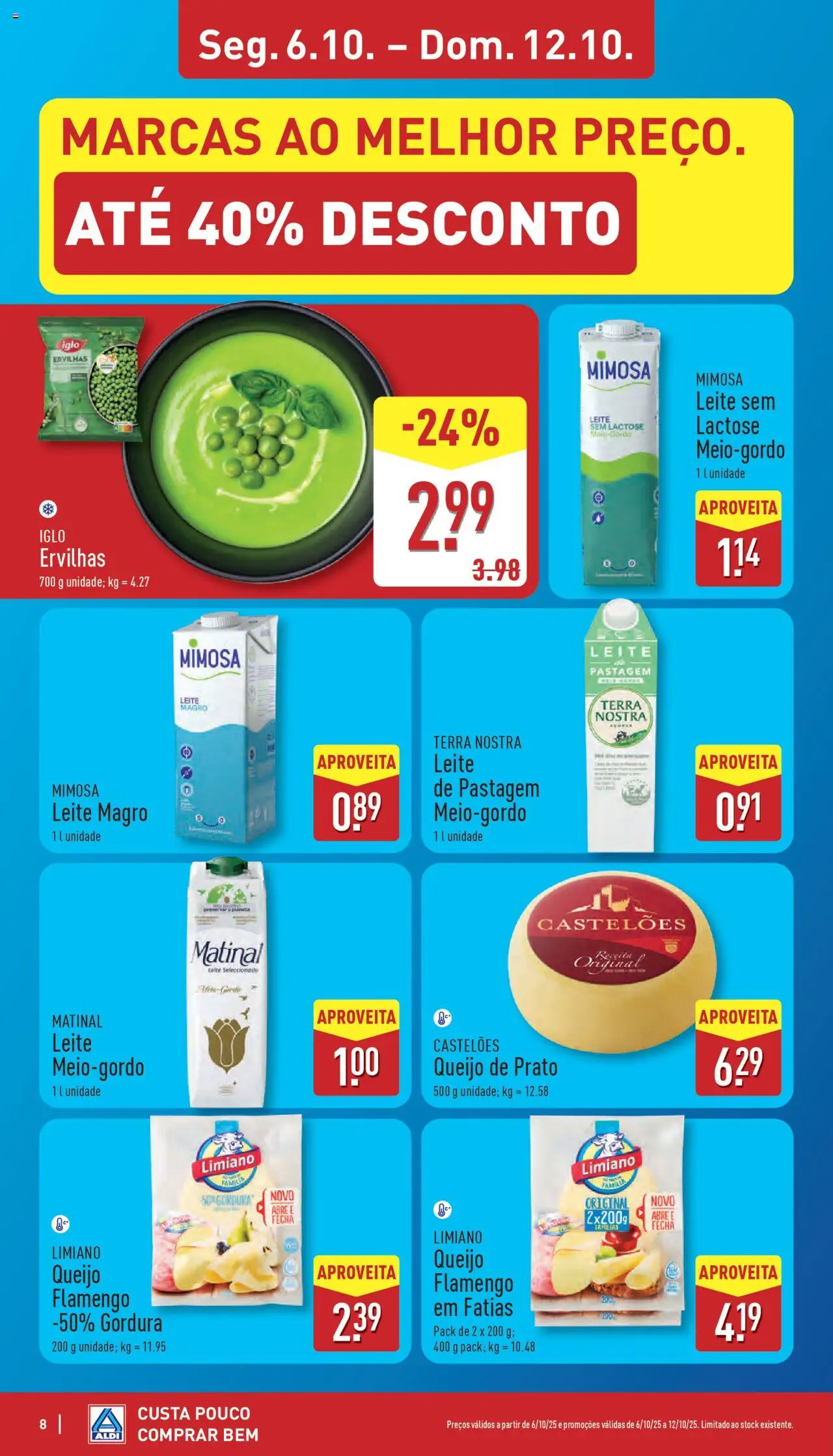 Aldi folheto │ válido de 06.10.2025 | Página: 8 | Produtos: Leite, Queijo