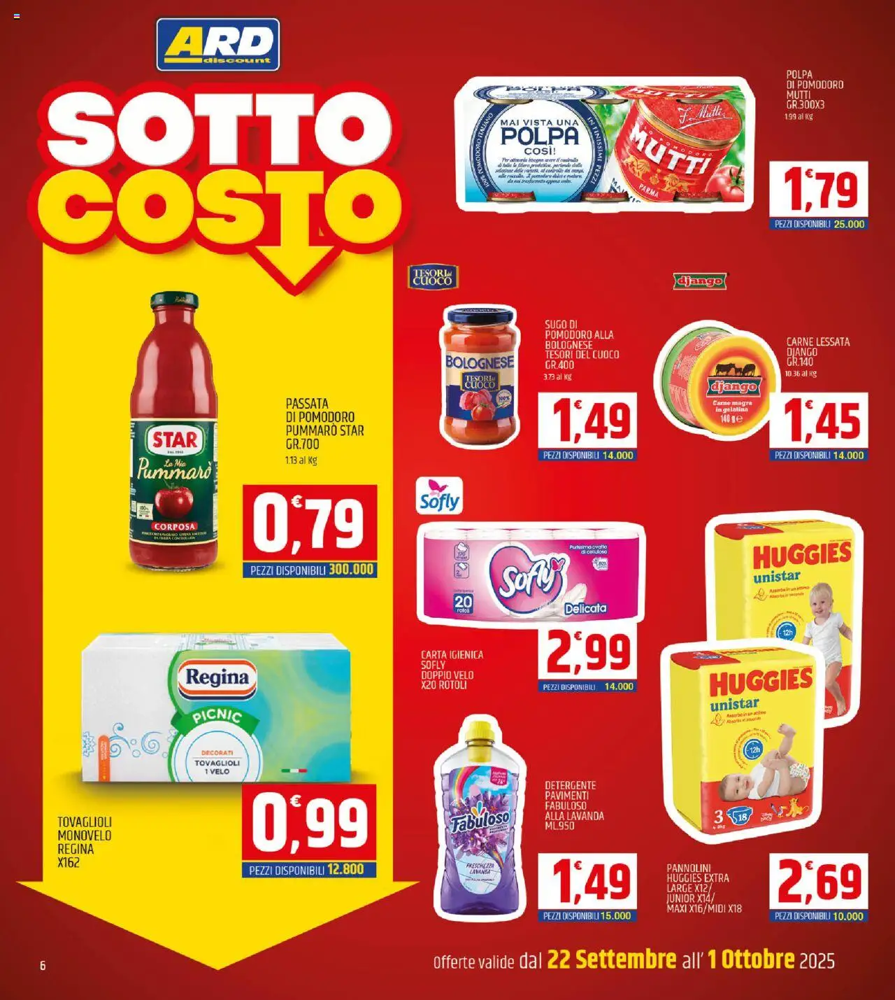 Volantino ARD Discount del 22.09.2025 | Pagina: 6 | Prodotti: Detergente, Pomodoro, Mutti, Lavanda