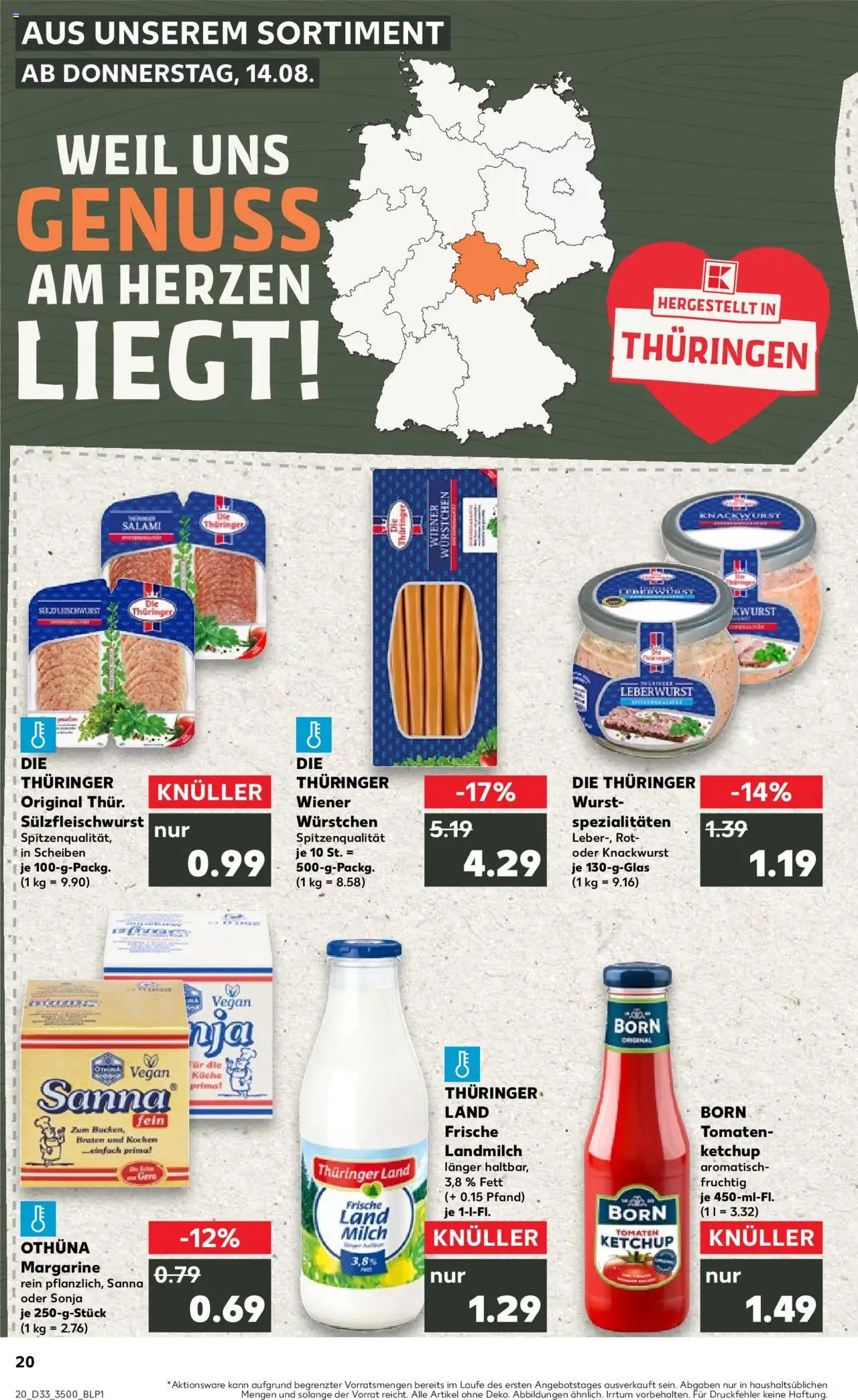 Kaufland prospekt Jena	 - gültig ab dem 14.08.2025 | Seite: 20 | Produkte: Margarine, Küche, Wurst, Salami