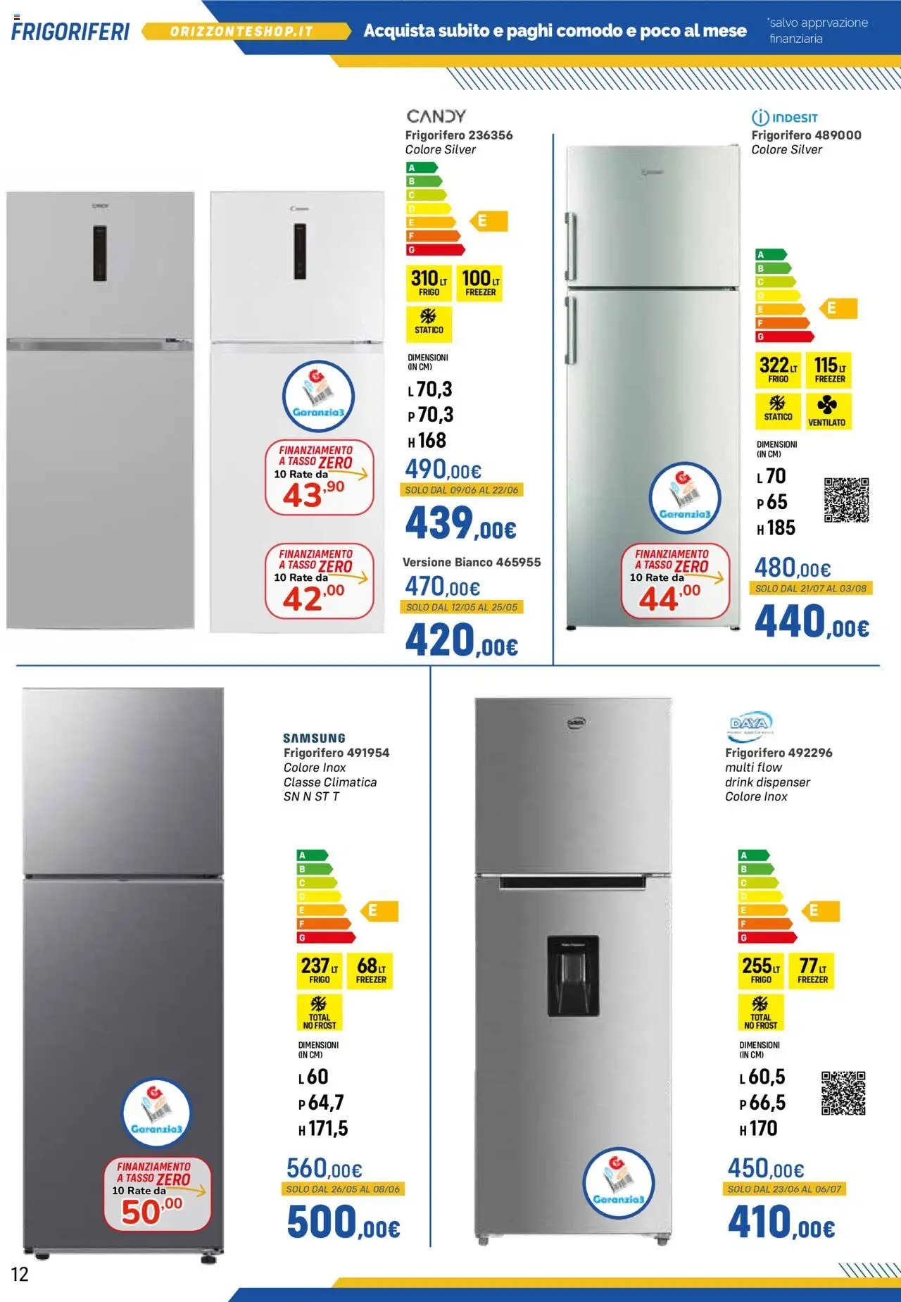 Volantino Orizzonte del 09.05.2025 | Pagina: 12 | Prodotti: Freezer, Frigorifero, Samsung