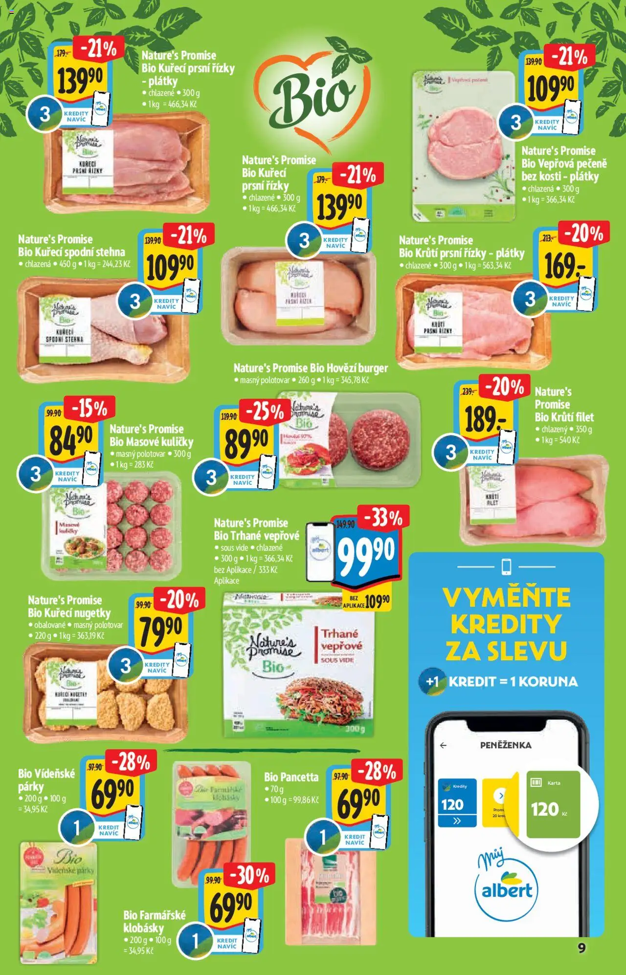 Albert leták - Hypermarket - Bio od 03.09.2025 | Strana: 9 | Produkty: Nugetky, Kuřecí nugetky, Kuličky, Pancetta