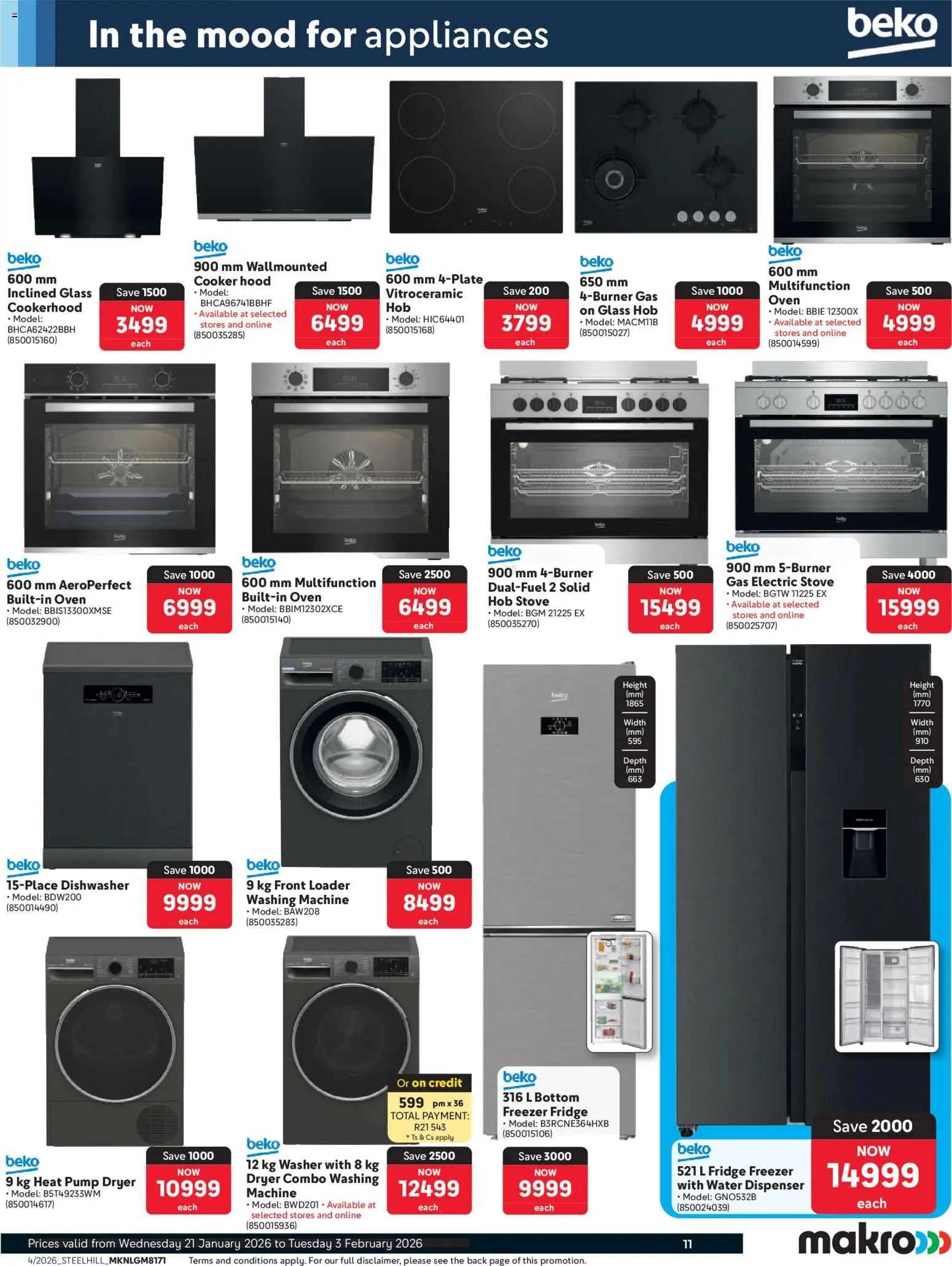 New Makro catalogue – valid from 21.01.2026 | Page: 11 | Products: Freezer, Dryer, Dishwasher, Fridge