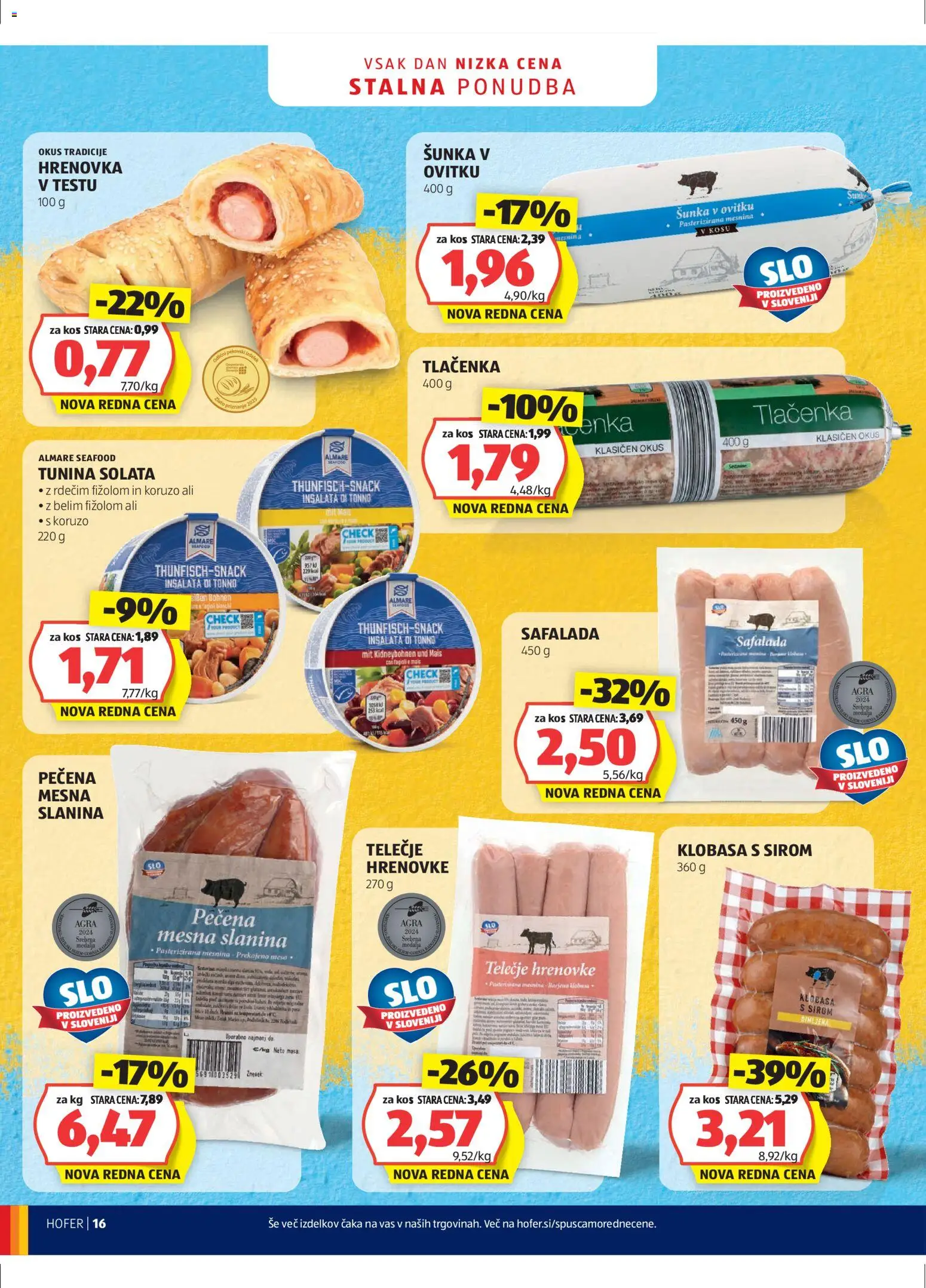 Novi Hofer katalog ponudbe – veljaven od 14.01.2026 | Stran: 16 | Izdelki: Tuna, Kos, Slanina, Solata