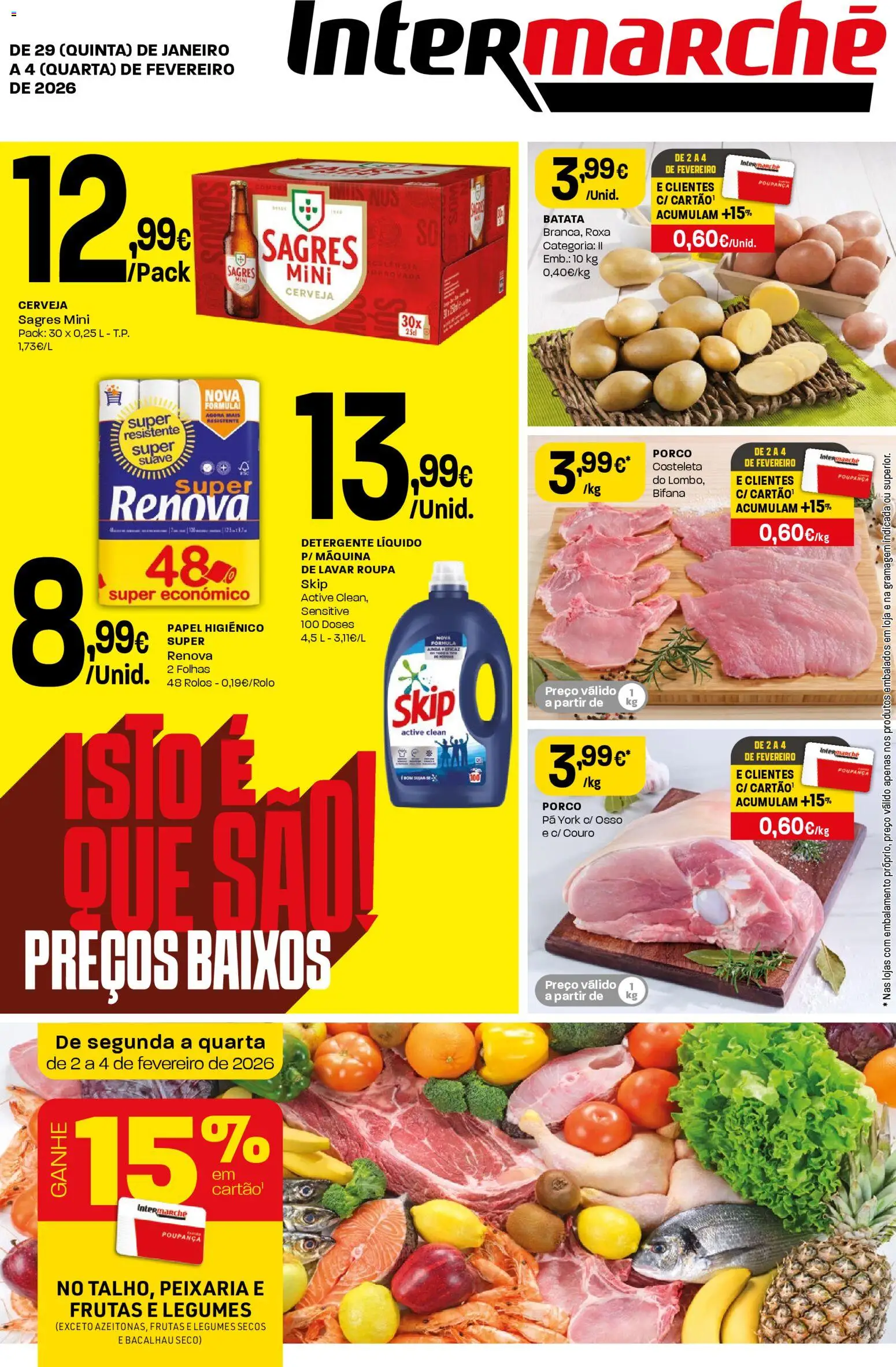 Intermarché folheto │ válido de 29.01.2026 | Página: 1 | Produtos: Batata, Bacalhau, Detergente, Sal