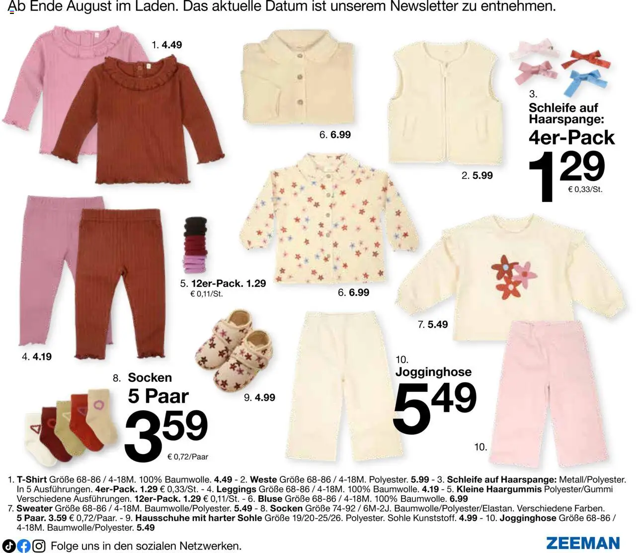 Zeeman Babyprospekt – gültig ab 18.07.2025 | Seite: 23 | Produkte: Jogginghose, Bluse, Socken, Hausschuhe