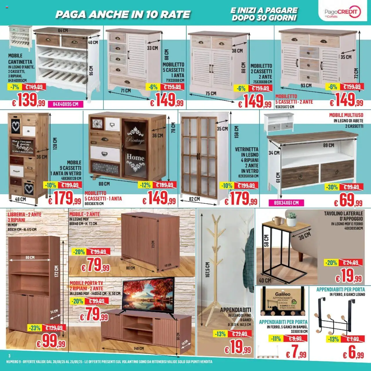 Volantino Satur del 28.08.2025 | Pagina: 3 | Prodotti: Tavolino, Mobile, TV, Libreria