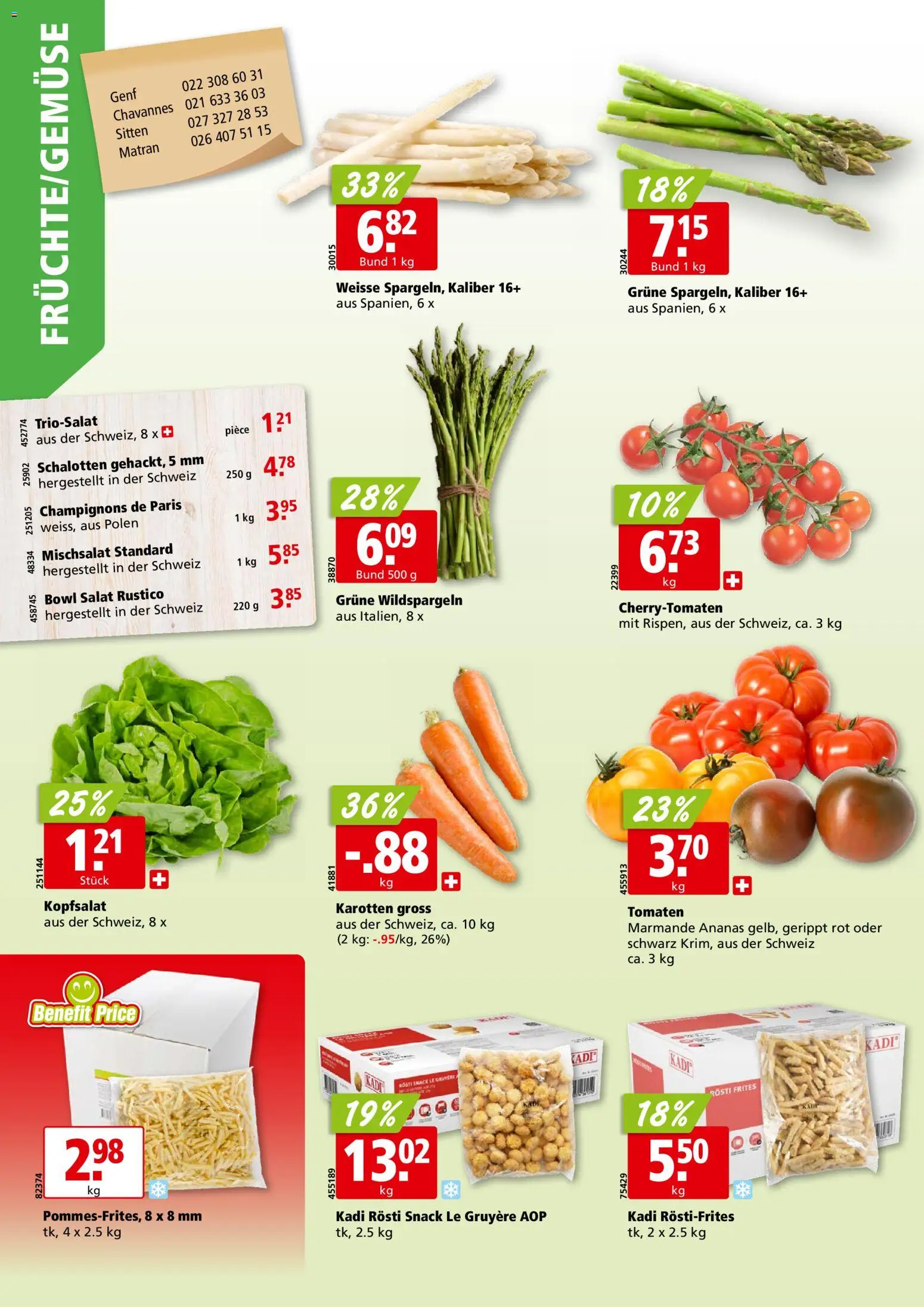 Aligro aktionen Chavannes, Matran, Genf, Sitten – gültig ab 27.05.2026 | Seite: 2 | Produkte: Champignons, Tomaten, Ananas, Salat