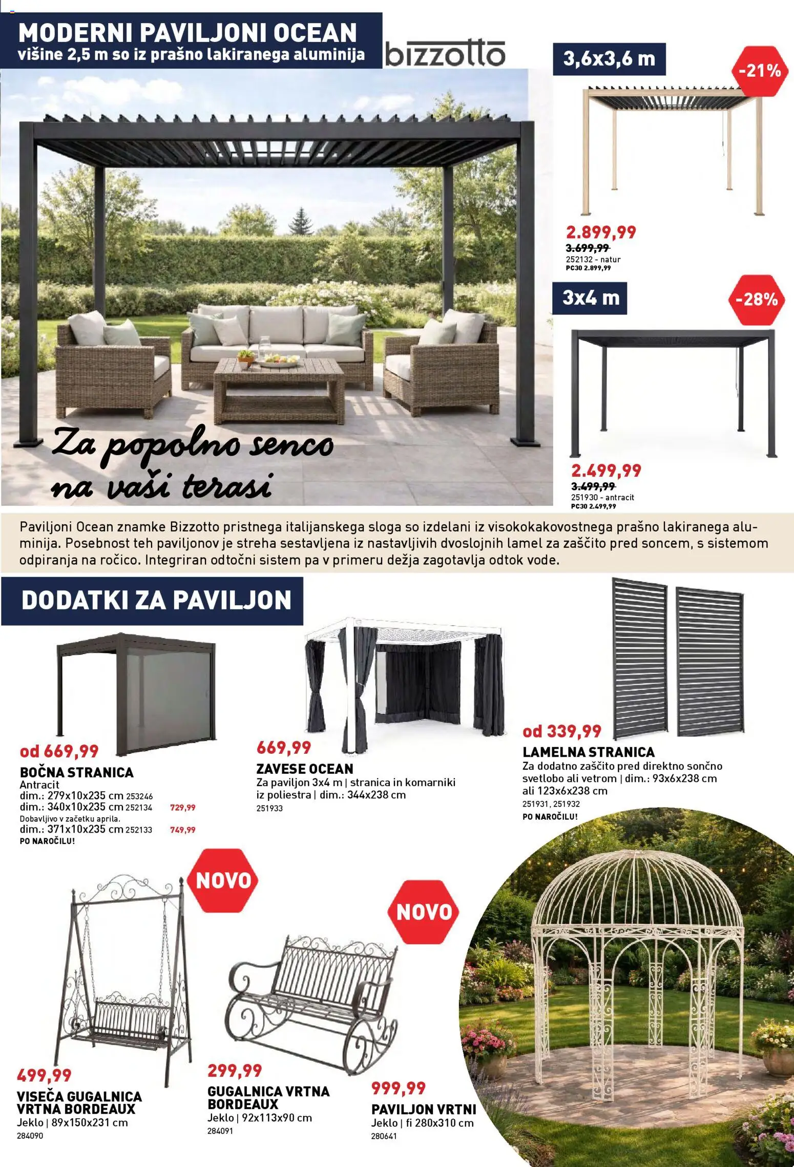 Novi Inpos katalog ponudbe – veljaven od 09.04.2026 | Stran: 9 | Izdelki: Paviljon, Zavese, Gugalnica