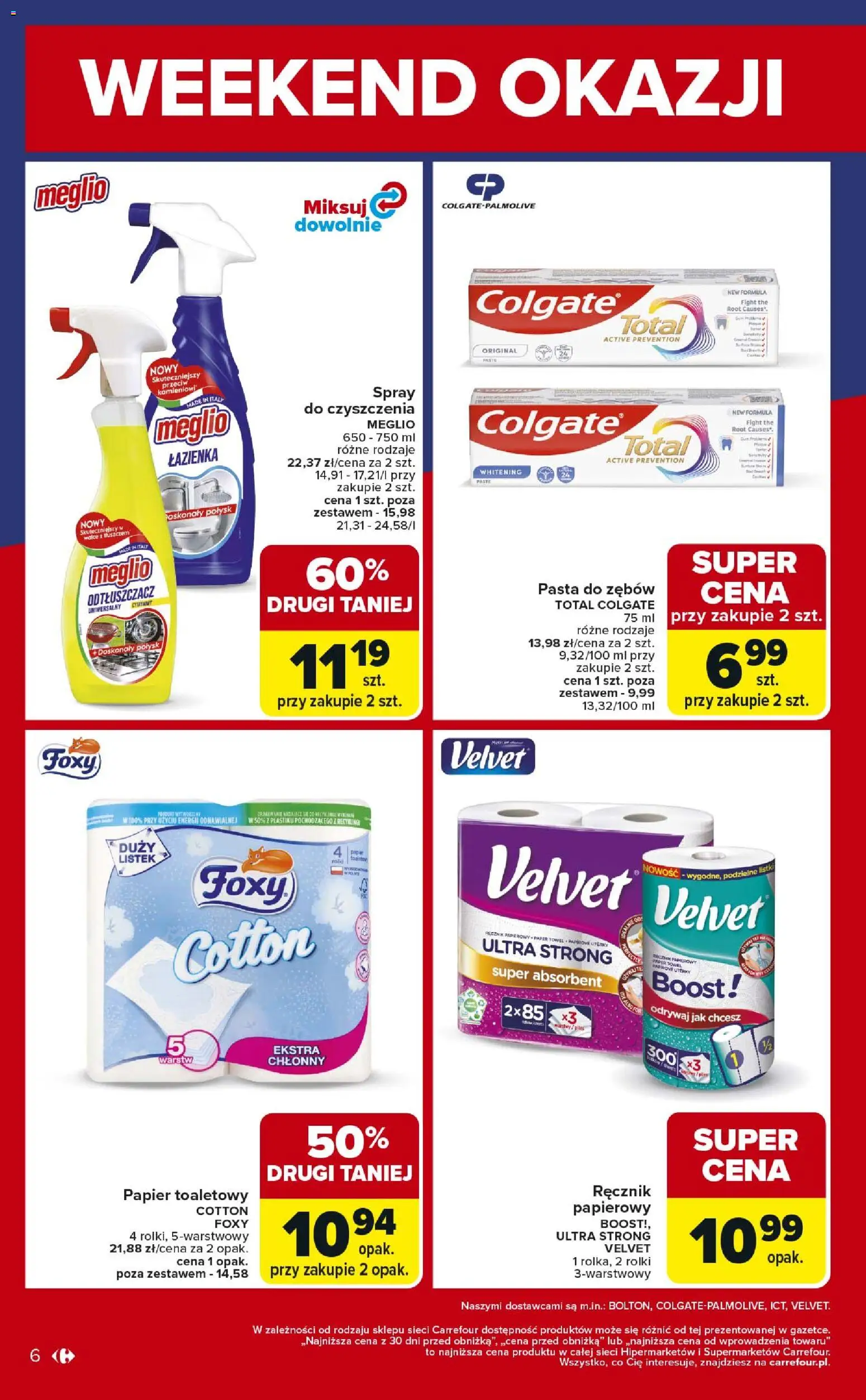 Carrefour Gazetka - Weekend okazji od 22.01.2026 | Strona: 6 | Produkty: Meglio, Papier toaletowy, Rolki, Ręcznik papierowy