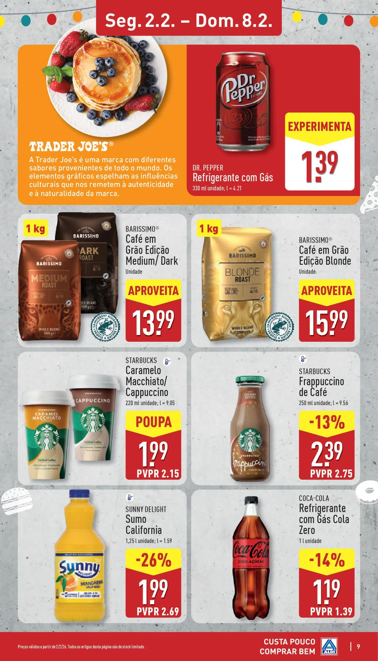 Aldi folheto │ válido de 02.02.2026 | Página: 9 | Produtos: Refrigerante, Café, Sumo