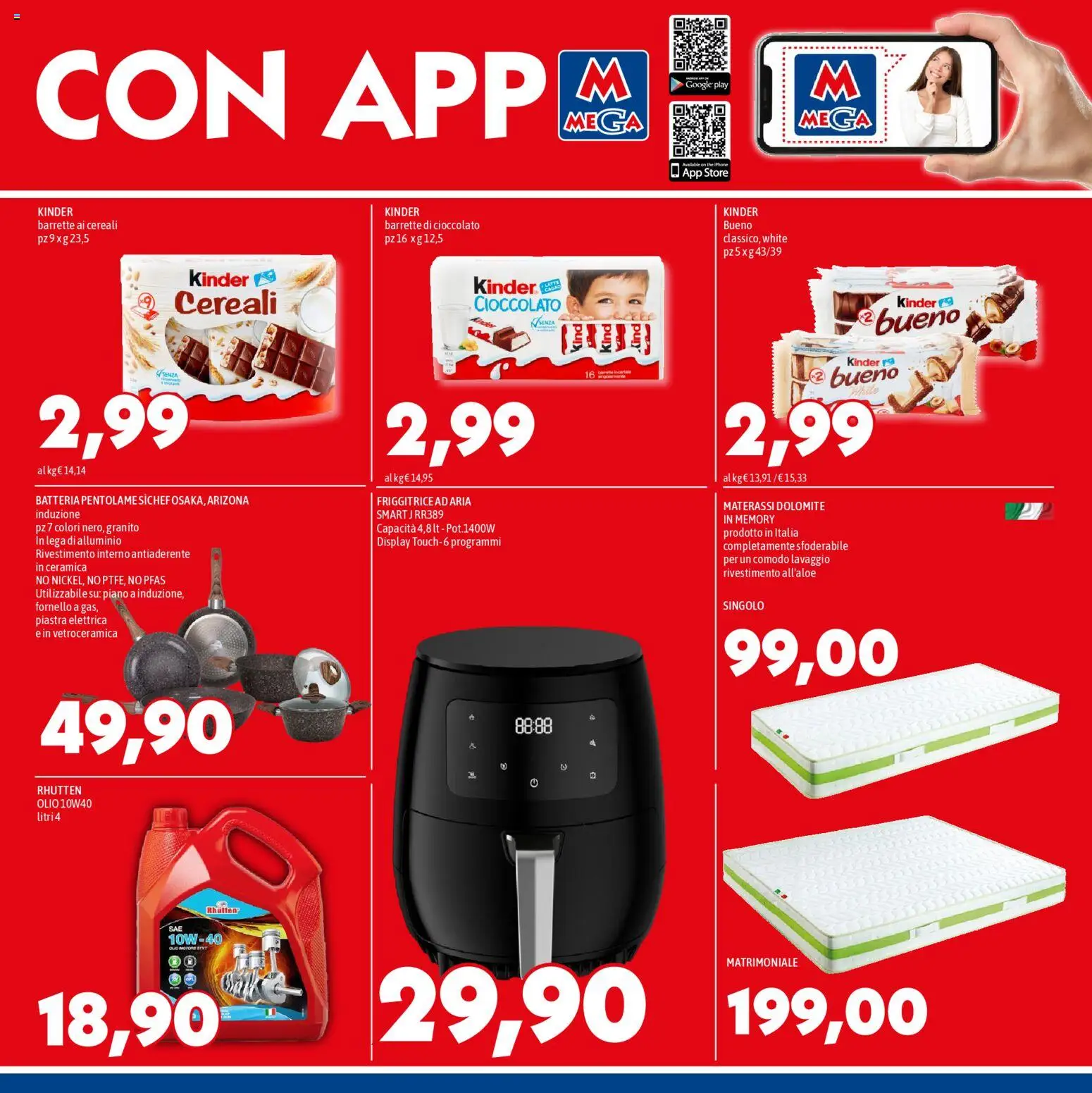 Volantino Mega del 02.01.2026 | Pagina: 7 | Prodotti: Friggitrice ad aria, Alluminio, Friggitrice, Fornello