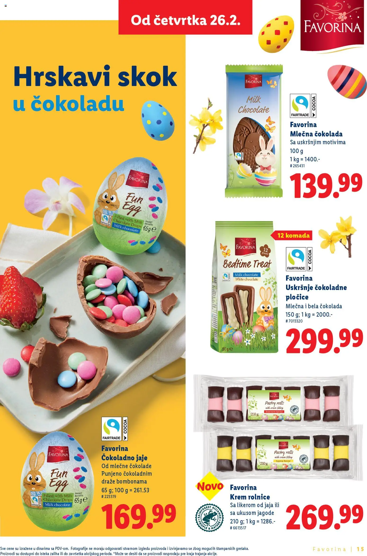 Lidl katalog - važi od 26.02.2026 | Strana: 15 | Proizvode: Jagode, Jaja, Čokolada, Mlečna čokolada