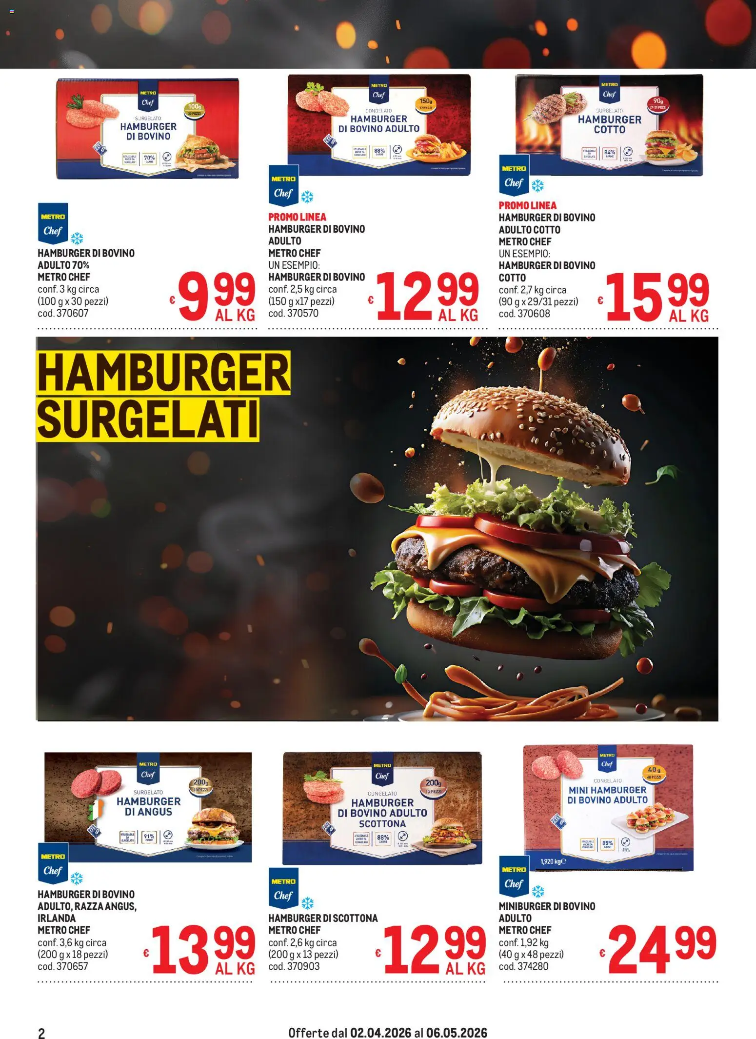 Volantino Metro del 02.04.2026 | Pagina: 2 | Prodotti: Bovino, Hamburger