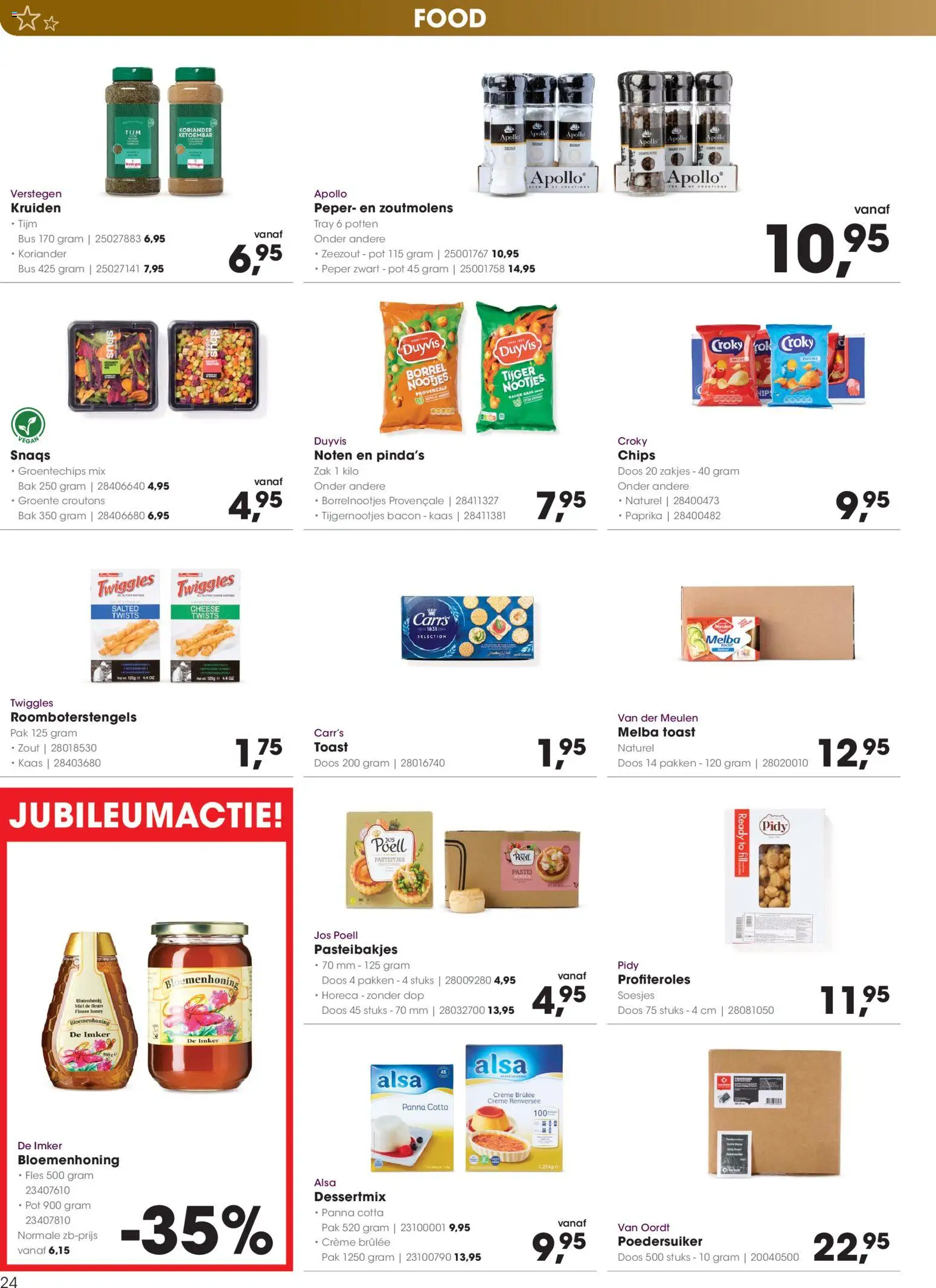 {H1} | Pagina: 24 | Producten: Noten, Kész piskótalap, Koriander, Crème