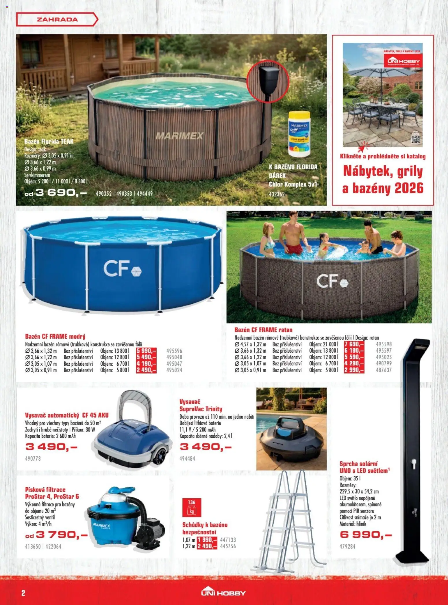 Uni Hobby leták od 30.04.2026 | Strana: 2 | Produkty: Zahrada, Písková filtrace, Baterie, LED světlo
