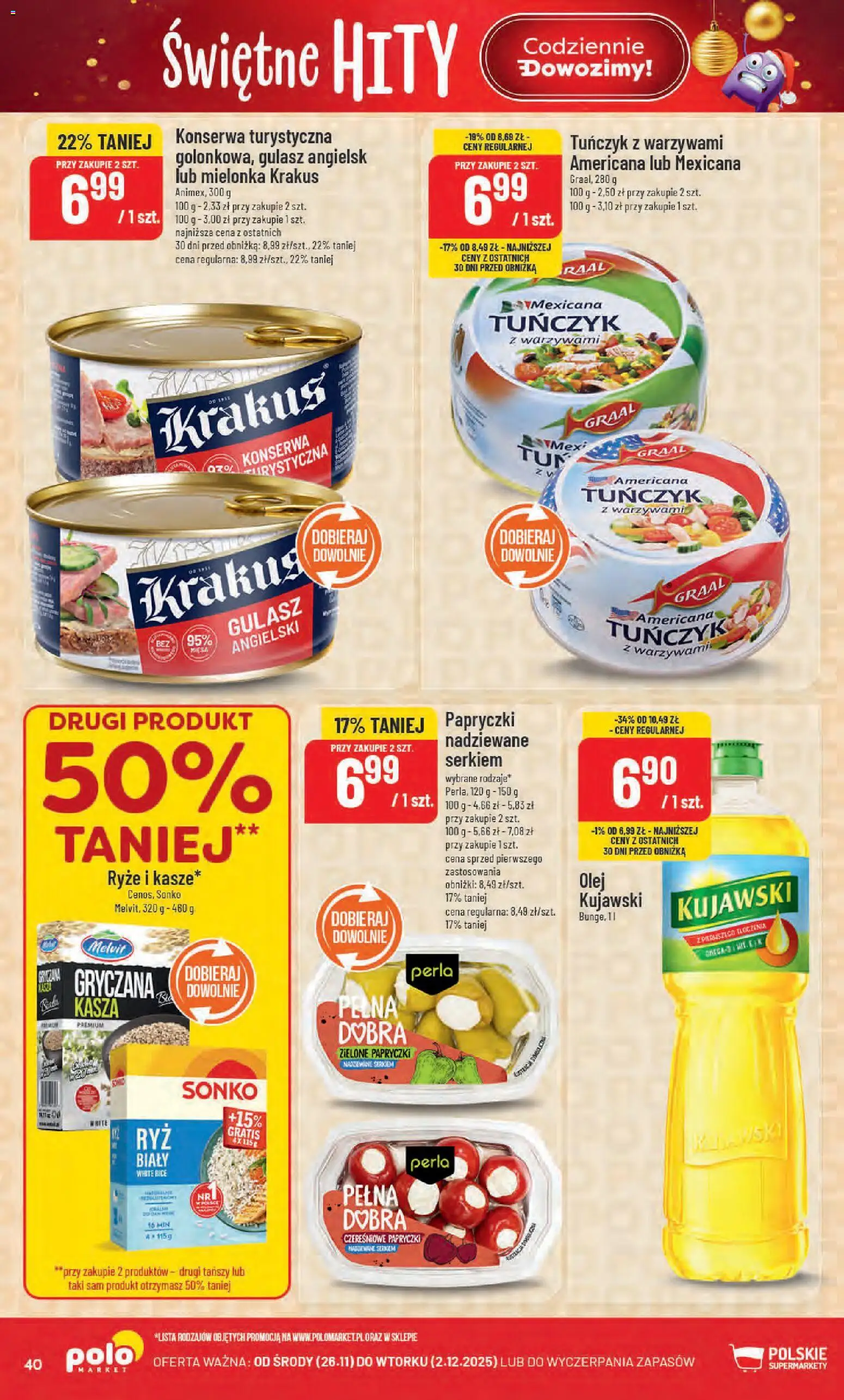POLOmarket Black Friday od 26.11.2025 | Strona: 40 | Produkty: Tuńczyk z warzywami, Kasza, Tuńczyk, Gulasz