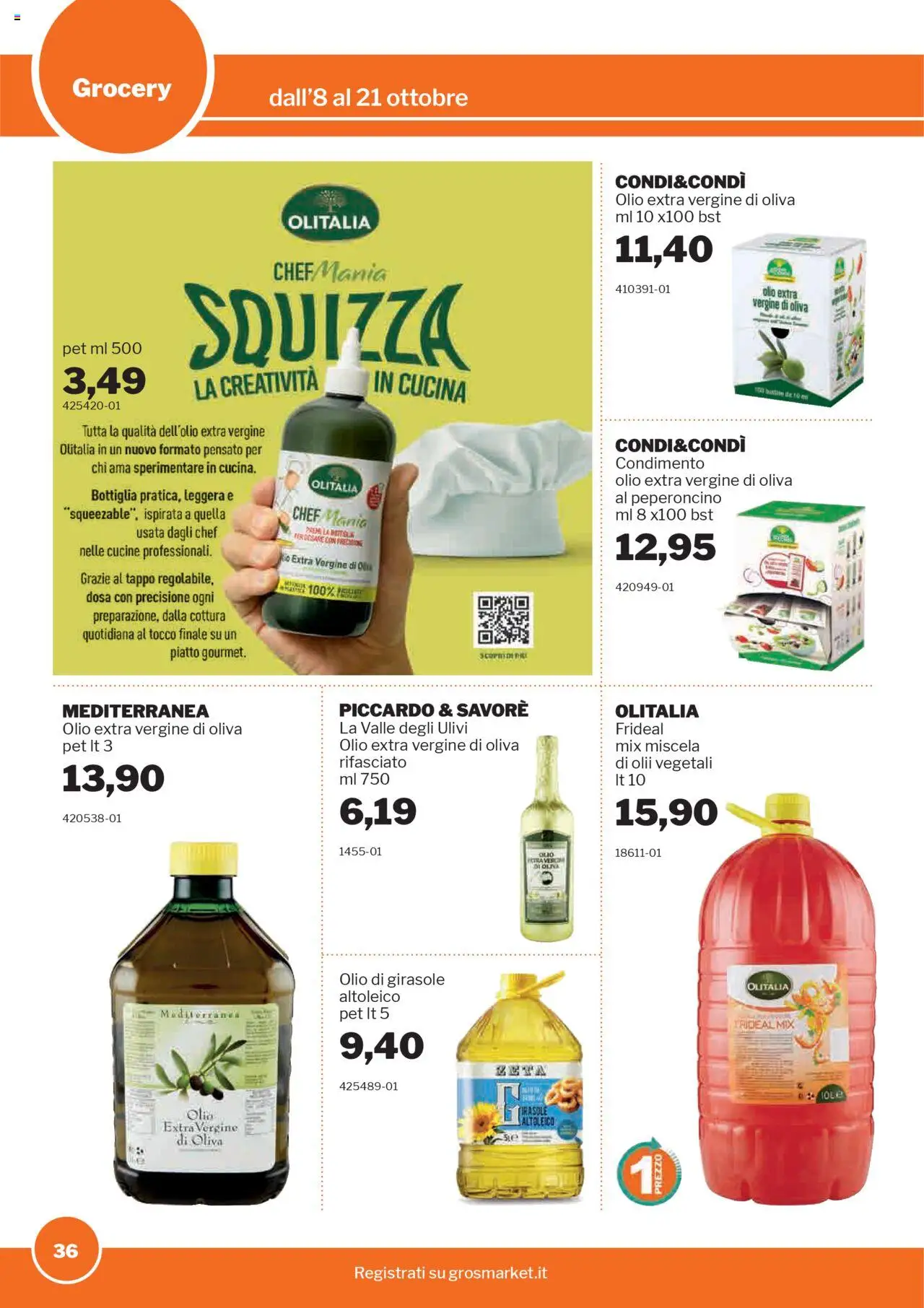 Volantino Sogegross del 08.10.2025 | Pagina: 36 | Prodotti: Cucine, Olio extra vergine, Olio di girasole, Piatto
