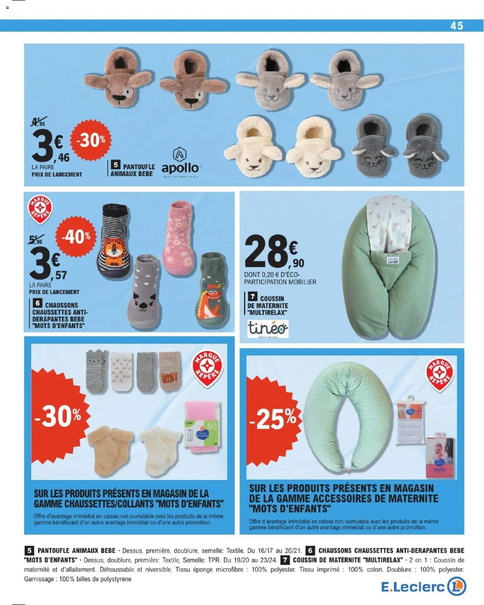 {H1} | Page: 45 | Produits: Eponge, Chaussons