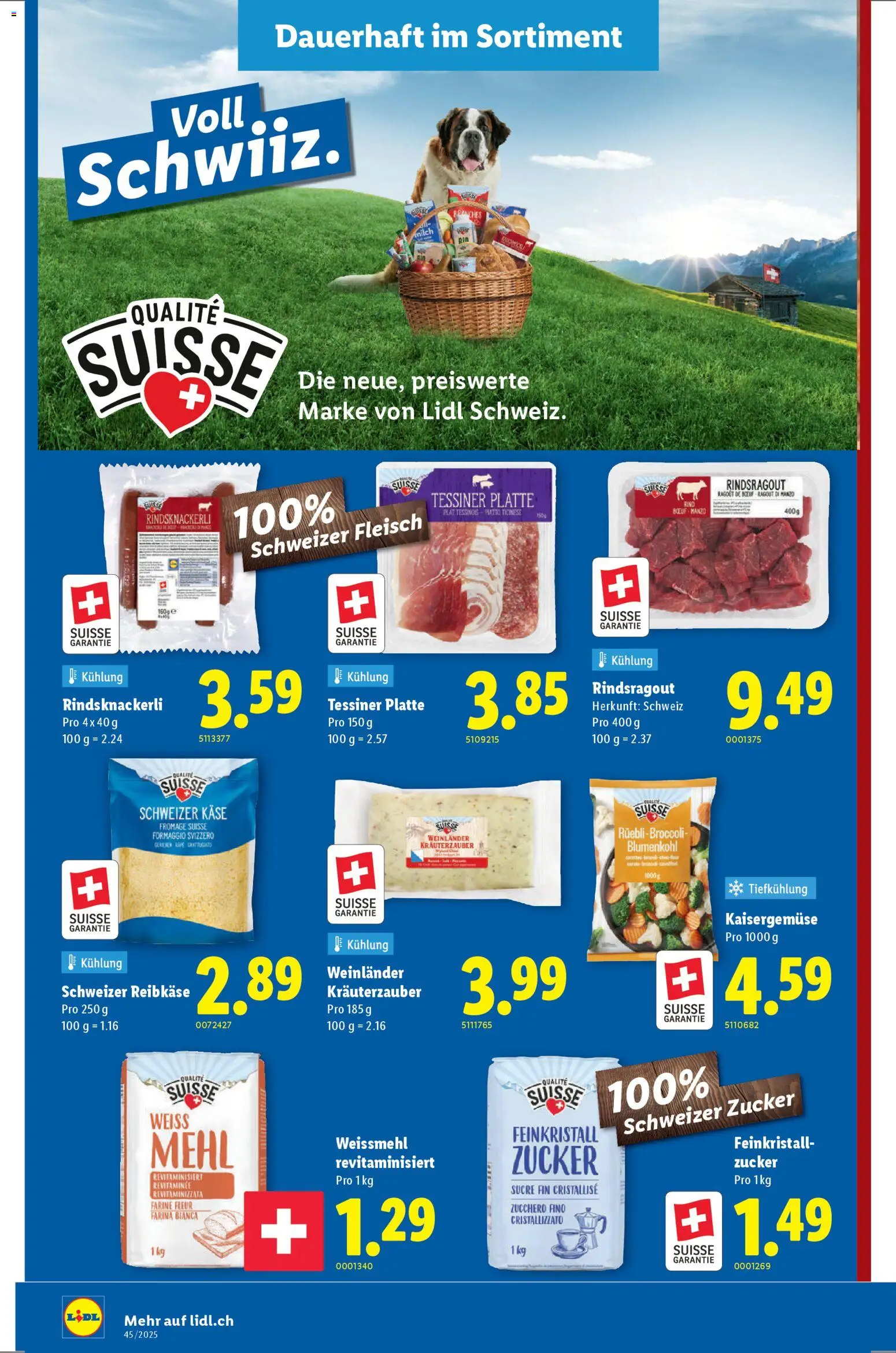 Lidl Aktionen – gültig ab 06.11.2025 | Seite: 16 | Produkte: Mehl, Käse, Blumenkohl, Zucker