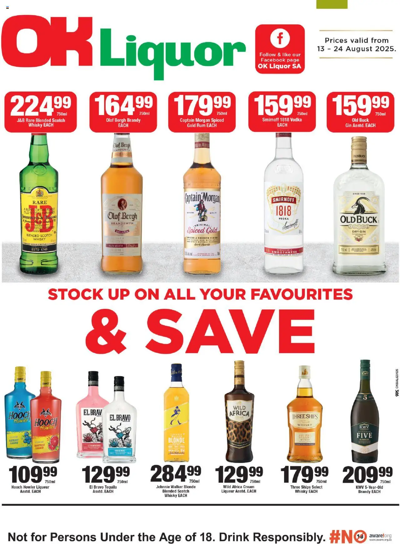 OK Foods Northen Cape - OK Liquor │ valid from 13.08.2025 | Page: 1 | Products: Brandy, Gin, Cream, Stock