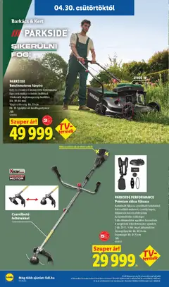 PARKSIDE Benzinmotoros fűnyíró, Erős és csendes 4 ütemű OHV-benzinmotor. Egyszerű indítás zsinóros indítóval. 3 fokozatú vágásmagasság-beállítás (kb. 30-66 mm). Vágásszélesség: kb. 39 cm. Kb. 35 l gyűjtőzsák hordfogantyúval - amely érvényes a következő dátumtól: 30.04.2026 | Oldal: 30