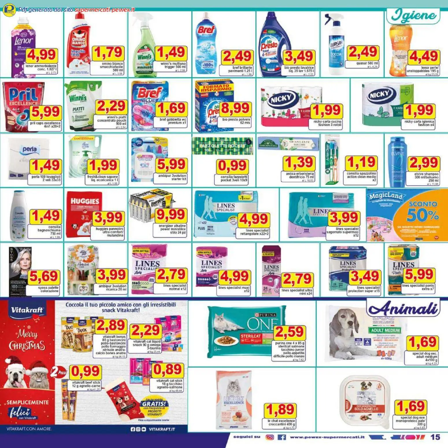 Volantino Pewex del 27.12.2025 | Pagina: 15 | Prodotti: Pannolini, Bagnoschiuma, Spazzolino, Lavatrice