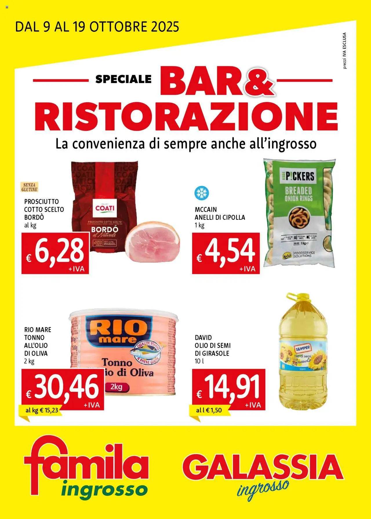 Volantino Galassia del 09.10.2025 | Pagina: 1 | Prodotti: Olio, Prosciutto, Pinne, Tonno