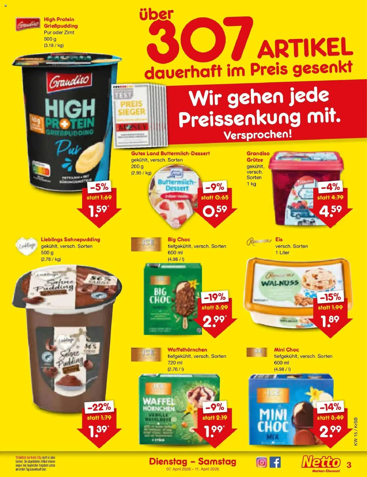 Netto Marken-Discount Prospekt Jüchen	 – gültig ab 05.04.2026 | Seite: 29 | Produkte: Buttermilch, Pudding, Eis