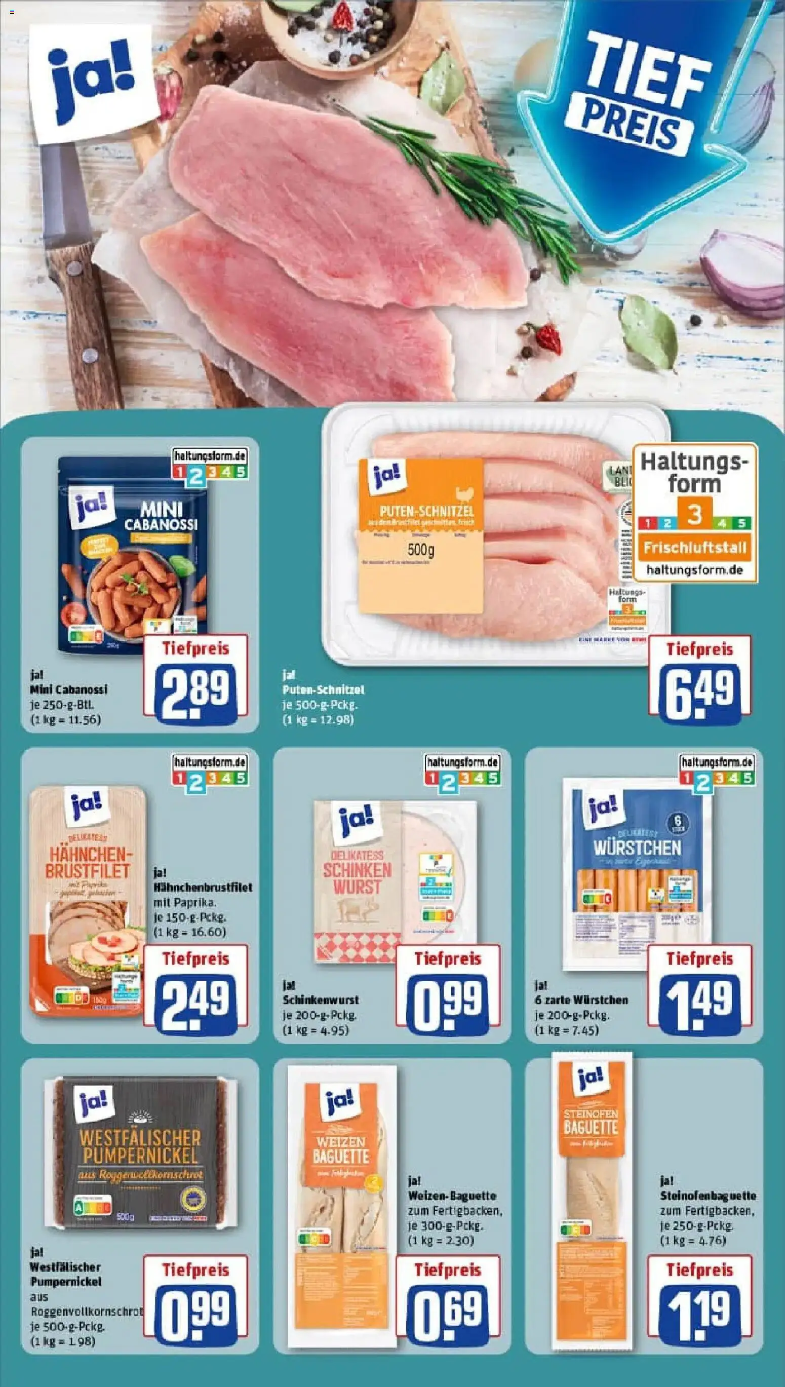 Rewe prospekt Berlin / Kreuzberg	 – gültig ab 11.01.2026 | Seite: 13 | Produkte: Baguette, Putenschnitzel, Wurst, Schinken