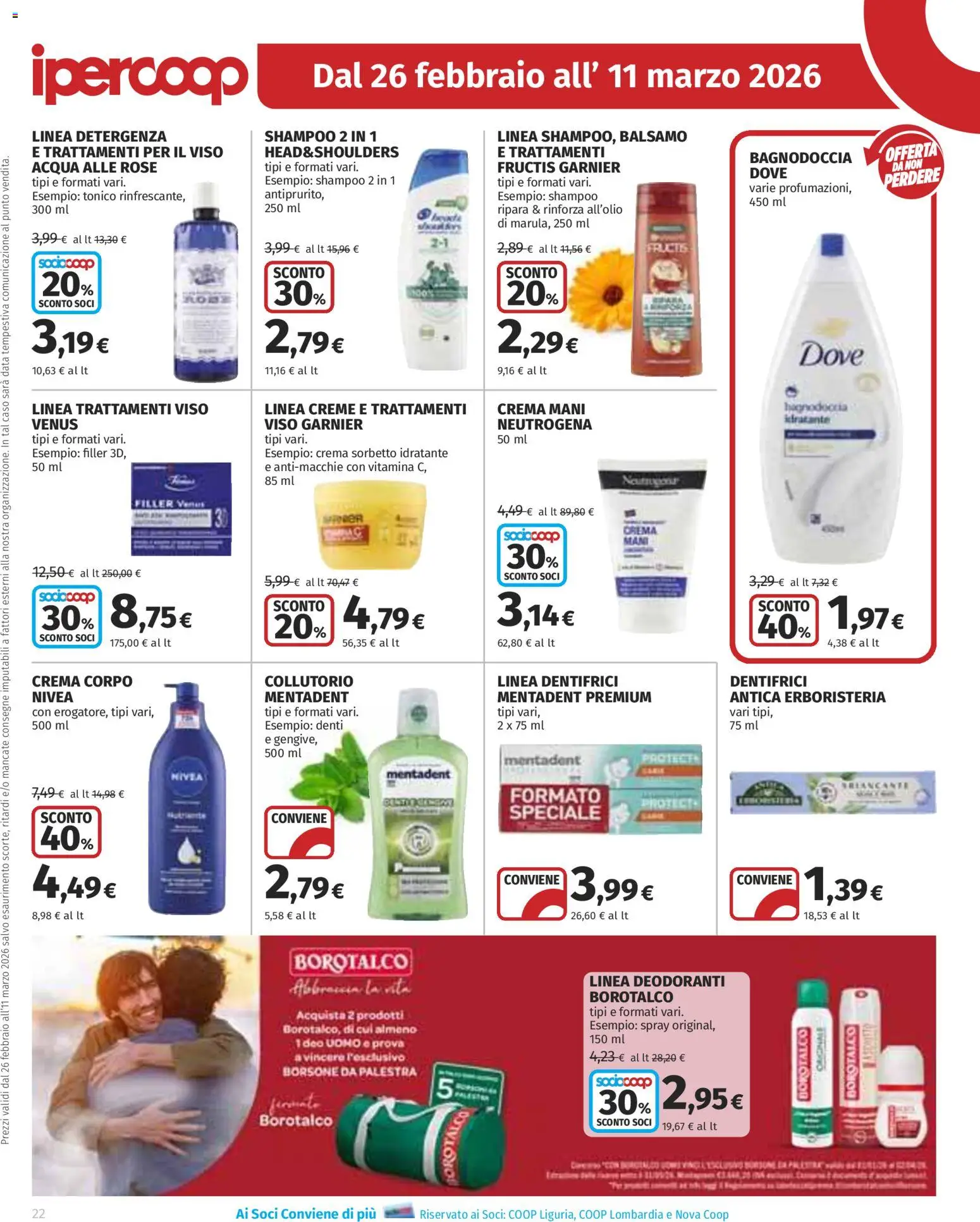 Volantino Ipercoop del 26.02.2026 | Pagina: 22 | Prodotti: Sorbetto, Acqua, Data, Borsone