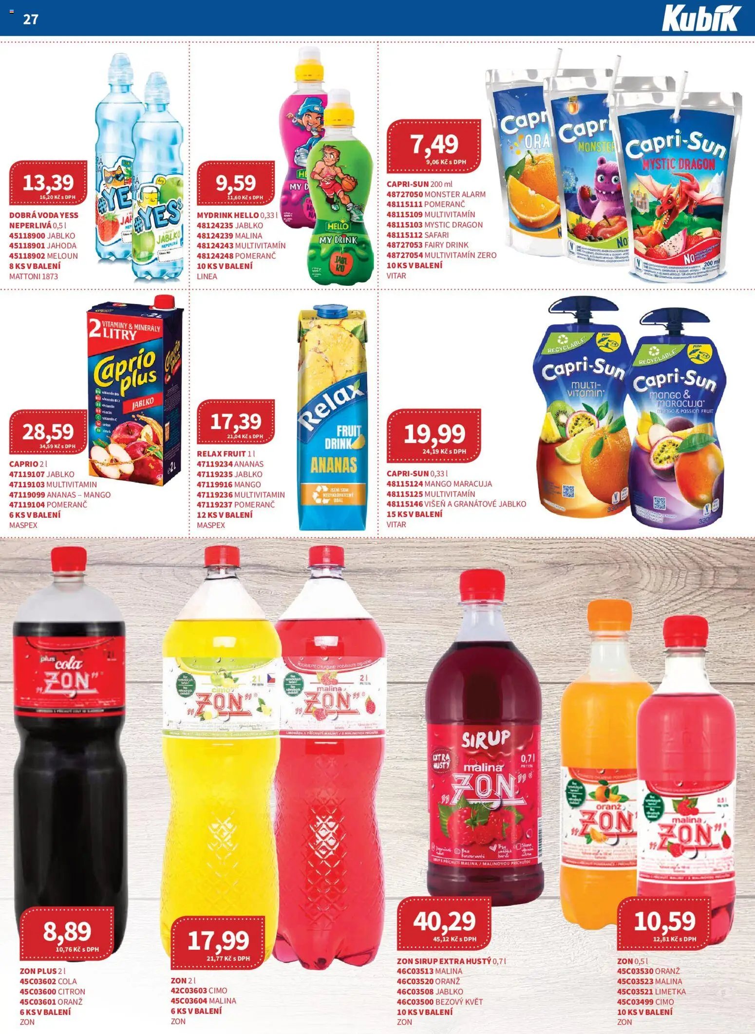 Kubík leták - Velkoobchod 11/2025 od 01.11.2025 | Strana: 27 | Produkty: Maracuja, Minerály, Sirup, Cola