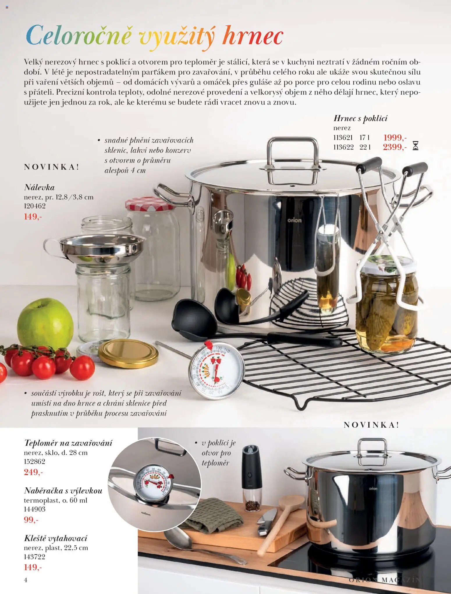 Orion leták - Jaro/Léto 2026 od 09.03.2026 | Strana: 4 | Produkty: Hrnce, Naběračka, Hrnec, Nálevka