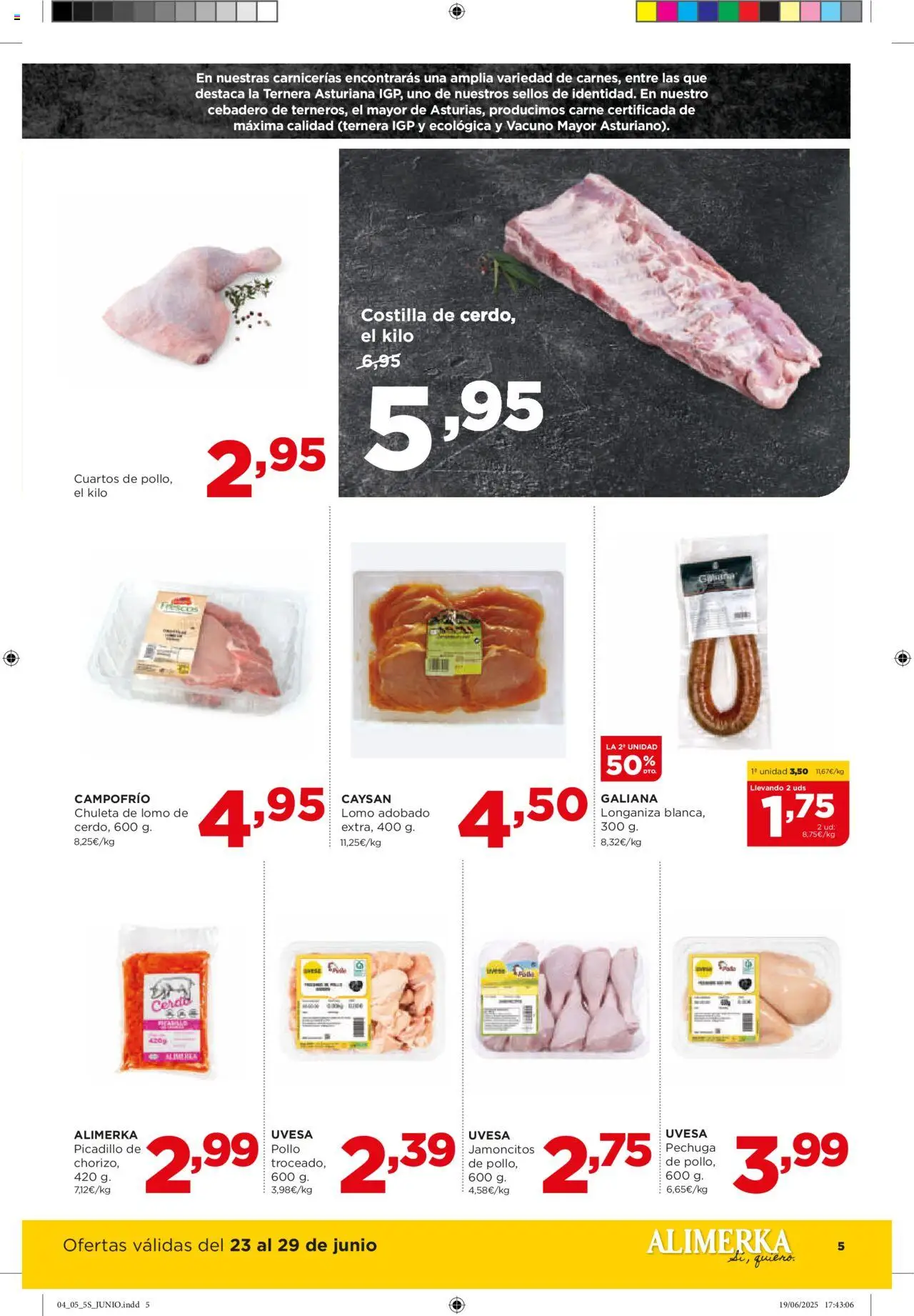 Alimerka folleto Asturias │ válido desde el 23.06.2025 | Página: 5 | Productos: Cerdo, Longaniza