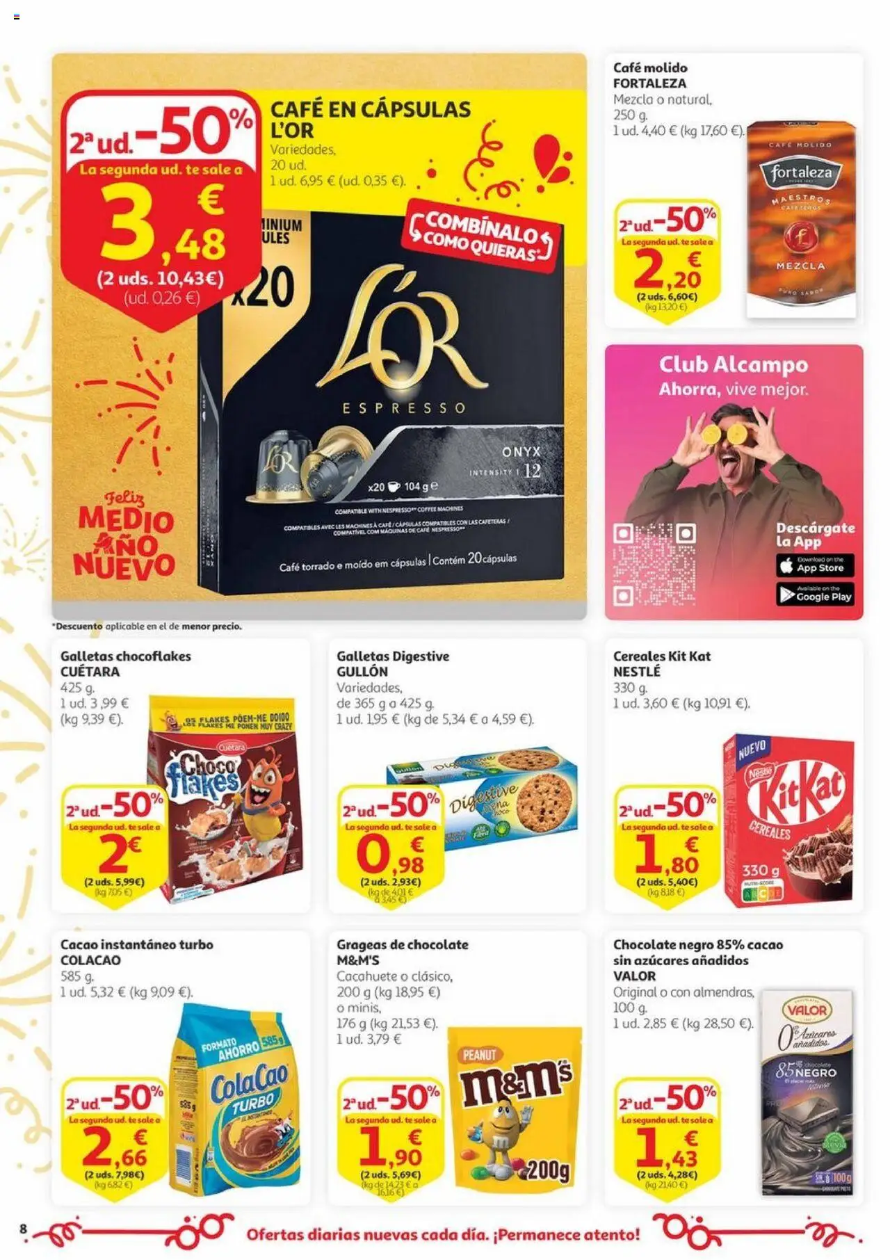 Alcampo - Aniversario │ válido desde el 03.06.2025 | Página: 8 | Productos: Café molido, Té, Cacao instantáneo, Φρυγανιές σικάλεως