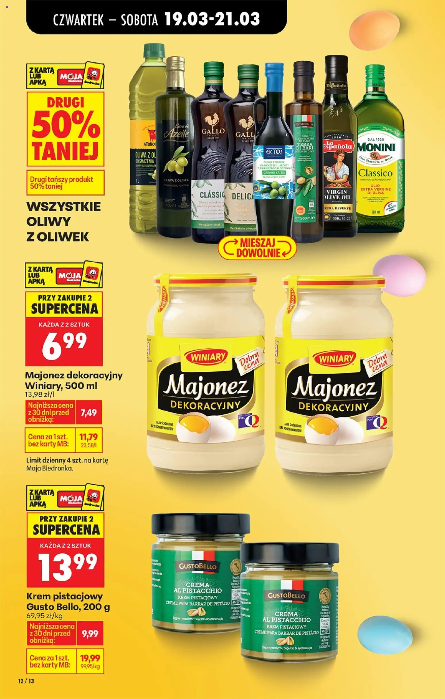 Biedronka gazetka od czwartku od 19.03.2026 | Strona: 16 | Produkty: Karta, Oliwa z oliwek, Krem, Jaja