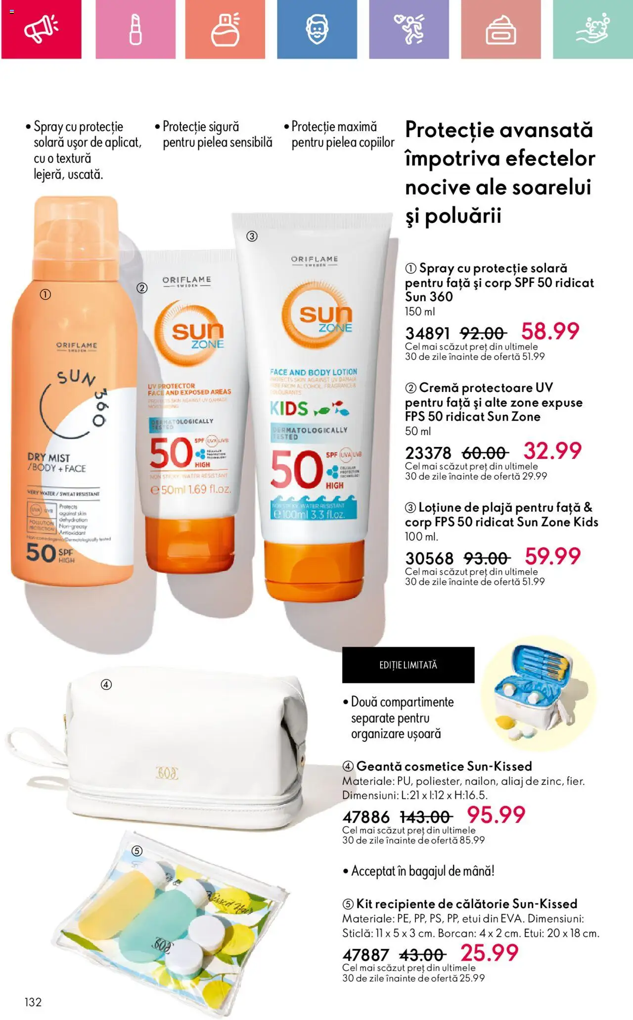 Oriflame catalog 11 2025 – valabil de la 27.07.2025 | Pagină: 132 | Produse: Geantă, Body, Recipiente, Protecție solară