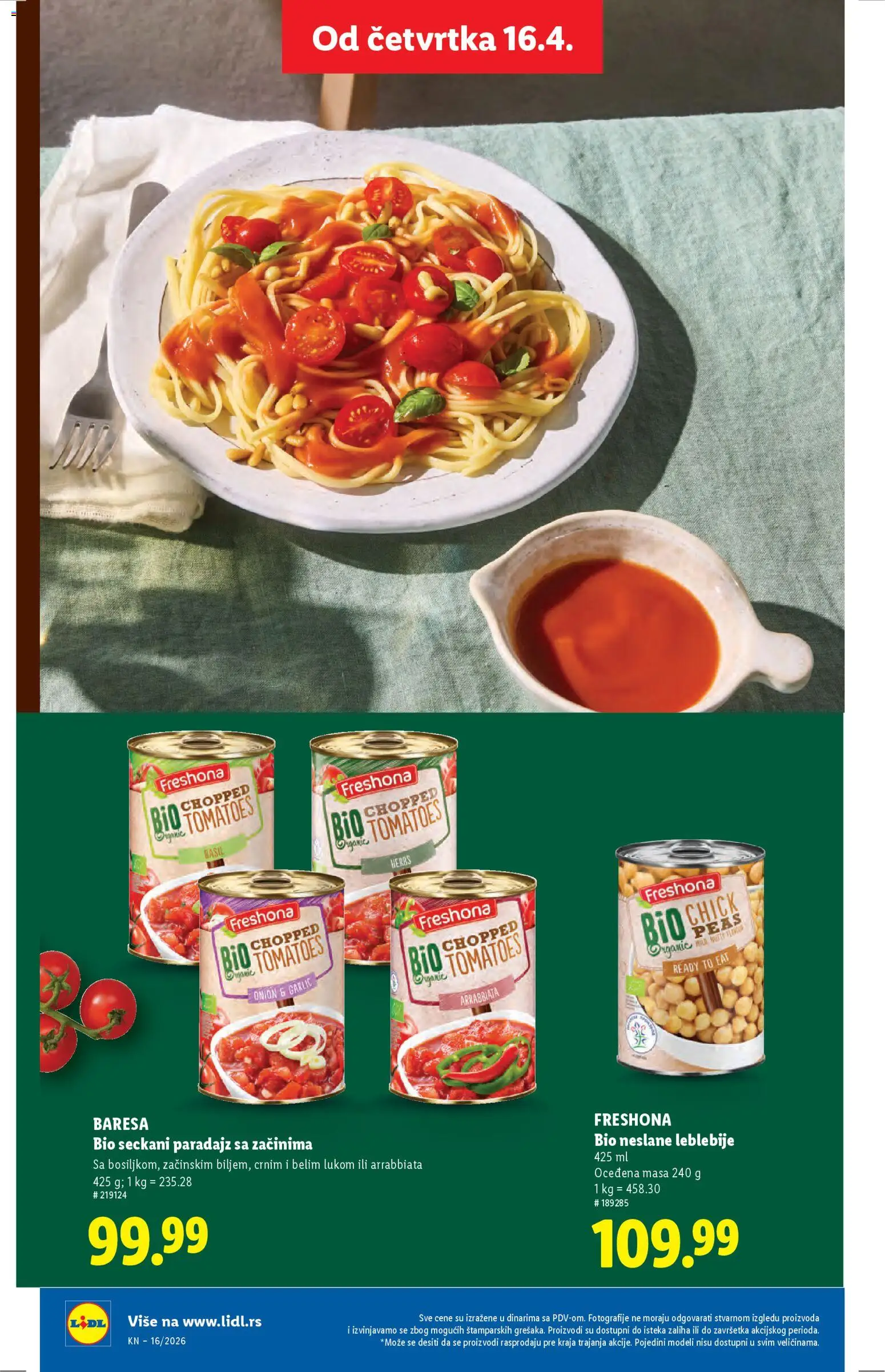 Lidl katalog - važi od 16.04.2026 | Strana: 58 | Proizvode: Leblebije, Paradajz