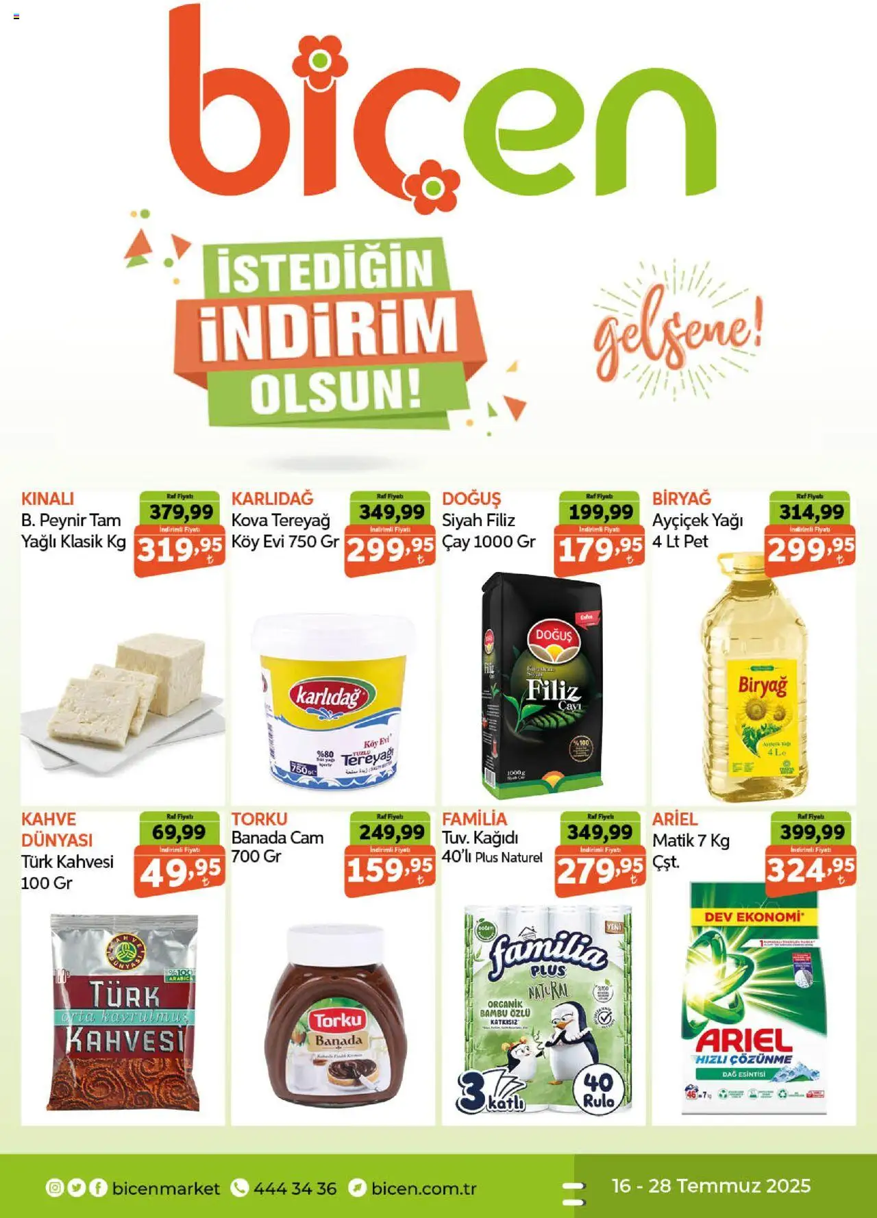 Biçen Market Katalog - 16.07.2025 tarihinden itibaren geçerlidir | Sayfa: 1 | Ürünler: Raf, Tereyağı, Kahve, Çay