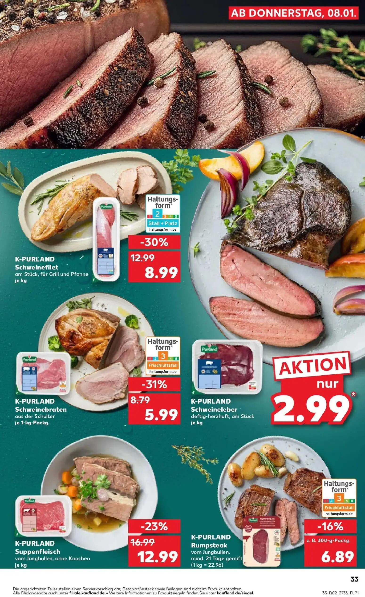 Kaufland prospekt Eilenburg	 – gültig ab 11.01.2026 | Seite: 33 | Produkte: Rumpsteak, Grill, Schweinefilet, Suppenfleisch